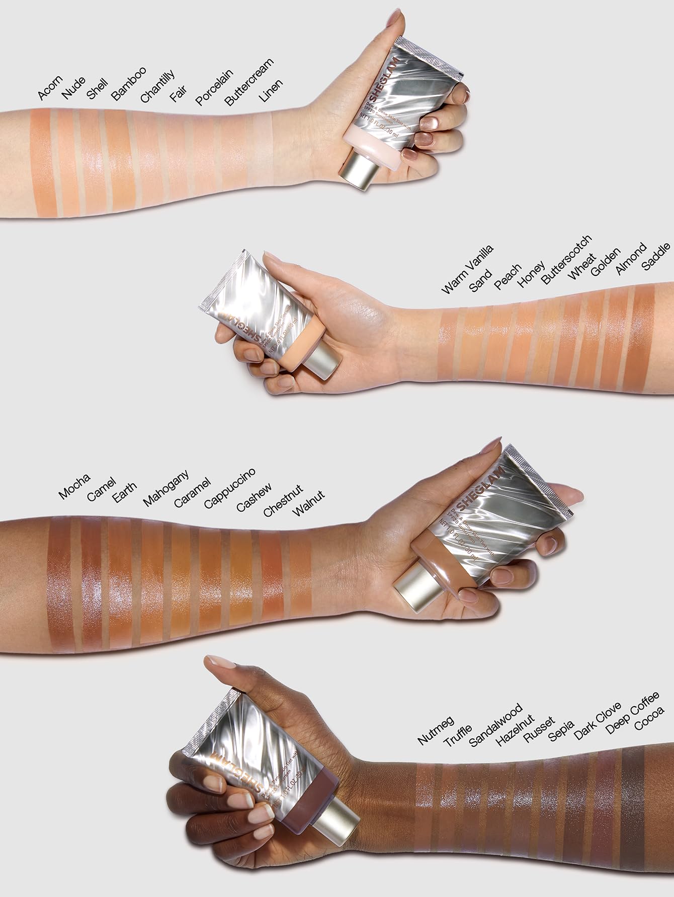 SHEGLAM Dew & Done Skin Tint with SPF20 Light-medium Coverage Foundation Evens Skin Tone-Nude