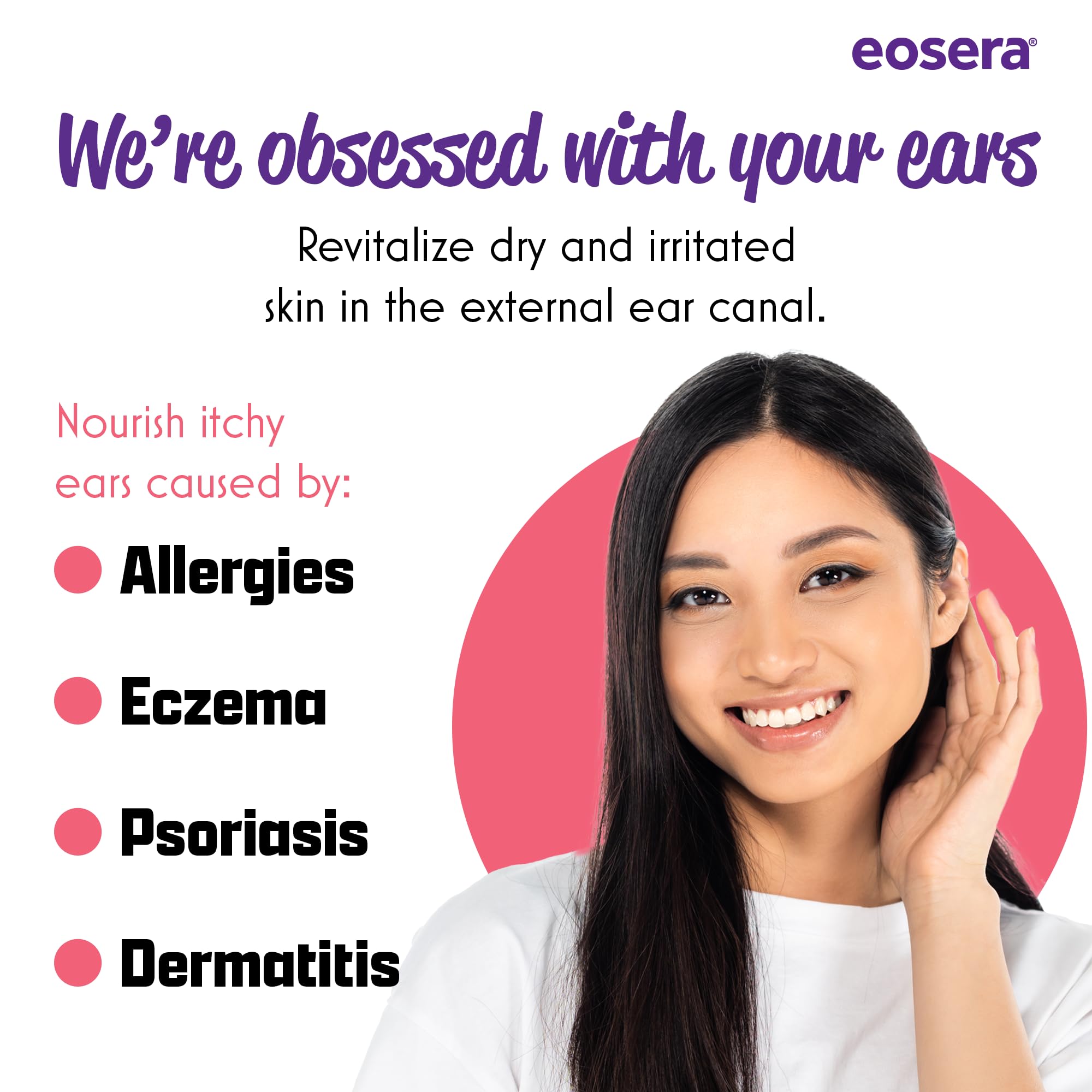eosera® Ear Itch MD® – Fast-Acting Ear Drop Spray – Soothing Formula that Naturally Moisturizes the Ear Canal while Calming Dry Skin – Works for Allergies, Eczema, Dermatitis, Psoriasis & Hearing Aids