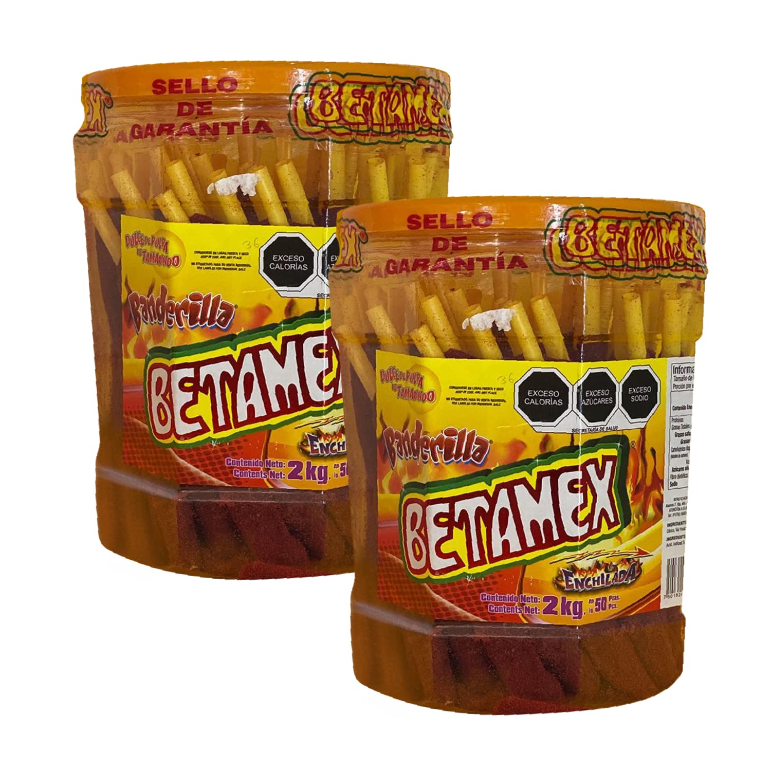 (2 Pack) BETAMEX Banderilla Candy Tamarind And Chili Flavor 2kg/ 4.4pounds – Mexican Food – Spicy Flavor and Delicious Tamarind Flavor