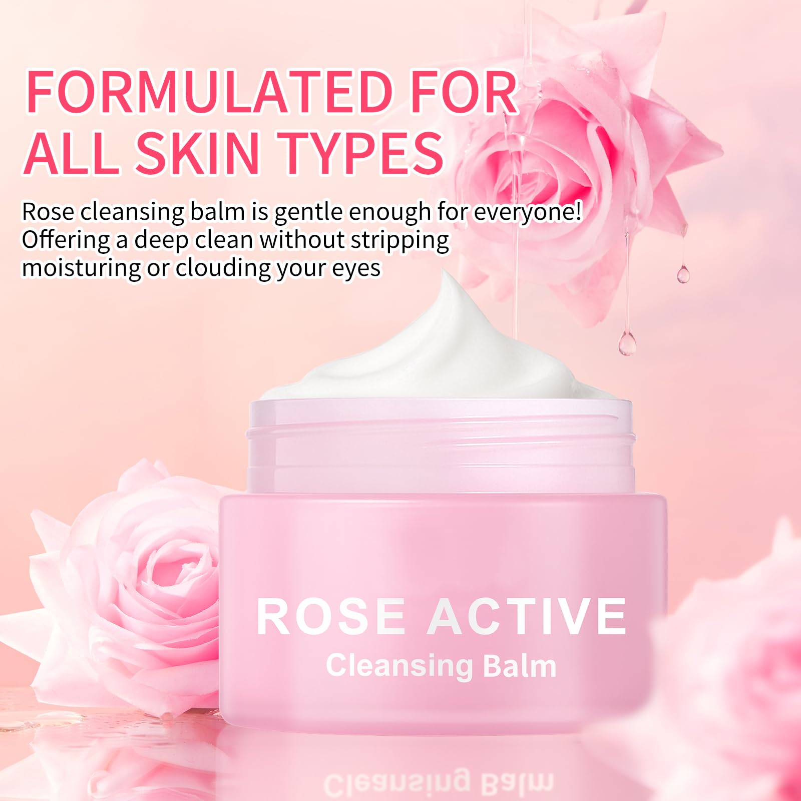 OUPEICHARM Makeup Remover & Cleansing Balm, Rose Makeup Melting Remover, Gentle and Nourishing Cleansing Balm for Eyes, Lips, Face, Sensitive Skin, Deep Cleanse & Moisturize