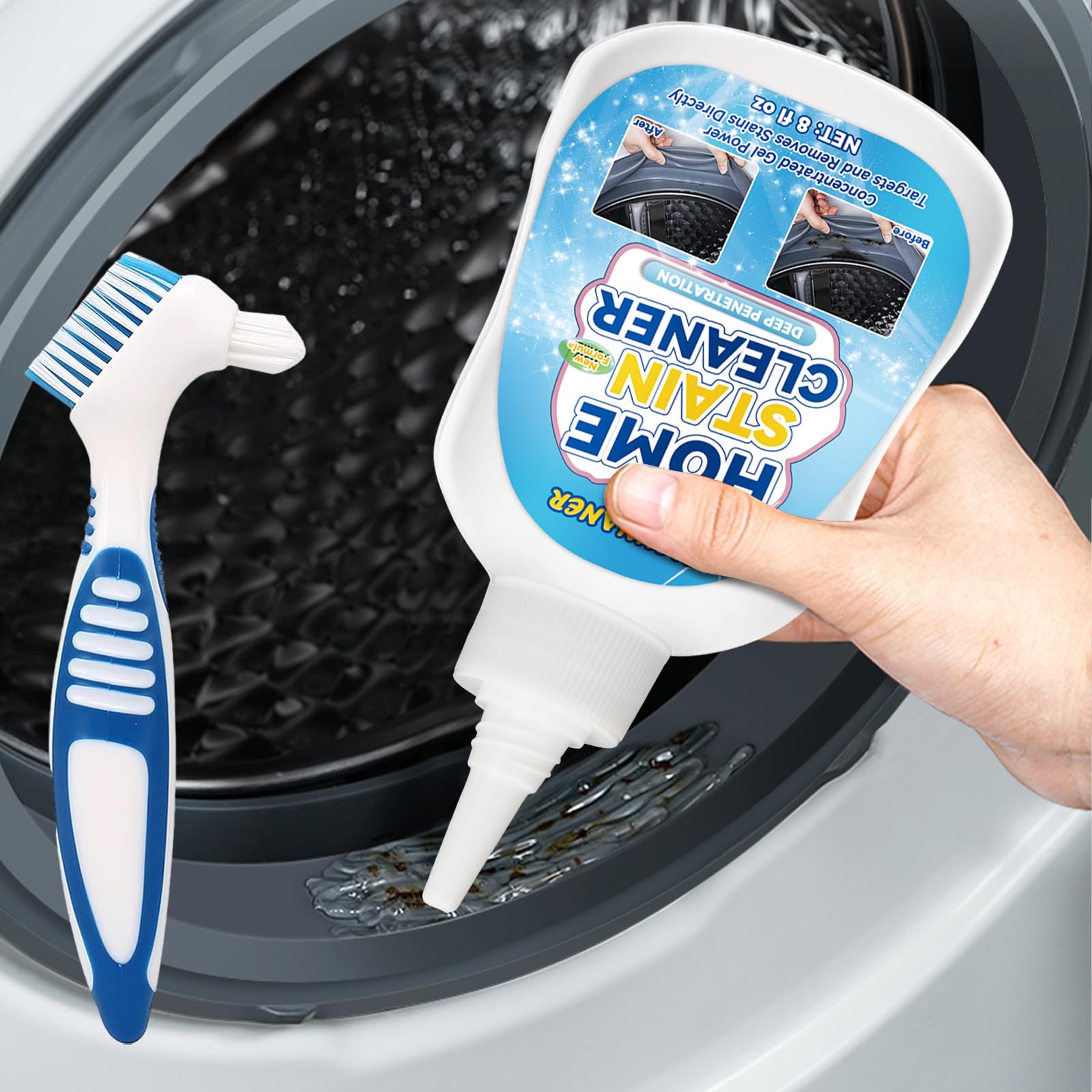 Mold Stain Cleaner Gel, 8 Fl oz All-Purpose Gel for Home Use on Washing Machine Gasket, Bathroom Grout, Sink, Shower, Caulk, and Front Loader Seal