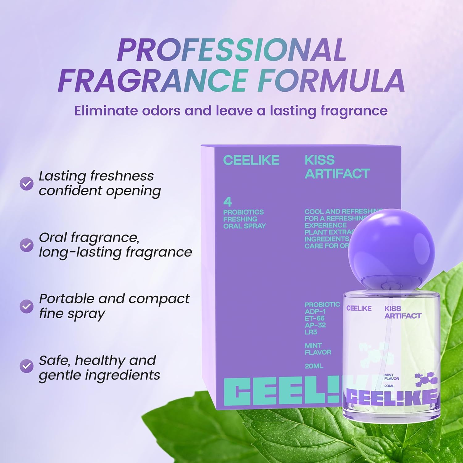 CEELIKE Oral Spray - Fresh Breath, Mint & Lemon Flavors, 20ml (Pack of 2) - Natural Freshness for Daily Oral Care