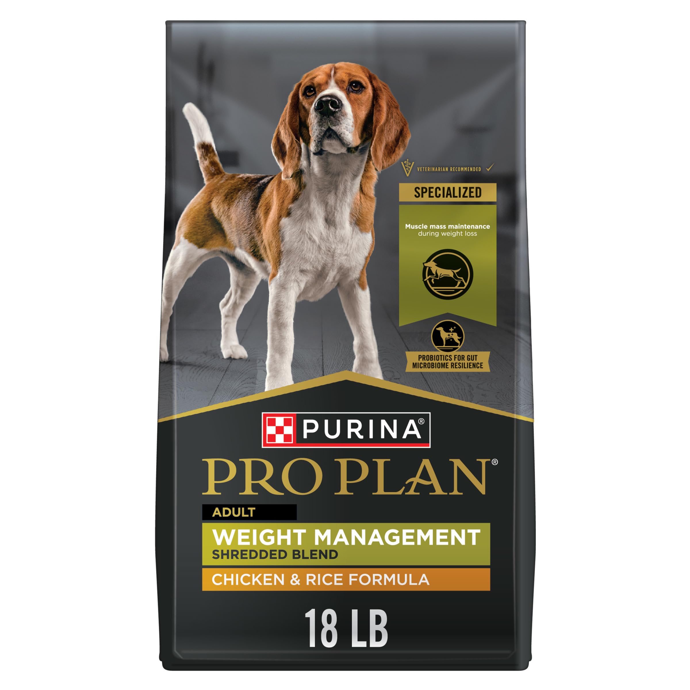 Purina Pro Plan Weight Management Dog Food Dry, Shredded Blend Chicken and Rice Formula - 34 lb. Bag