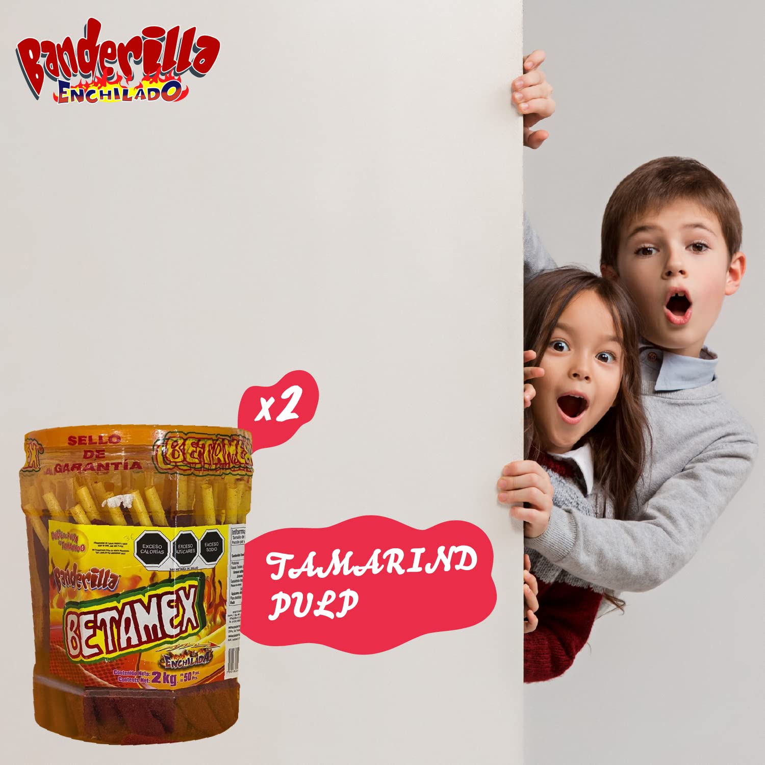 (2 Pack) BETAMEX Banderilla Candy Tamarind And Chili Flavor 2kg/ 4.4pounds – Mexican Food – Spicy Flavor and Delicious Tamarind Flavor