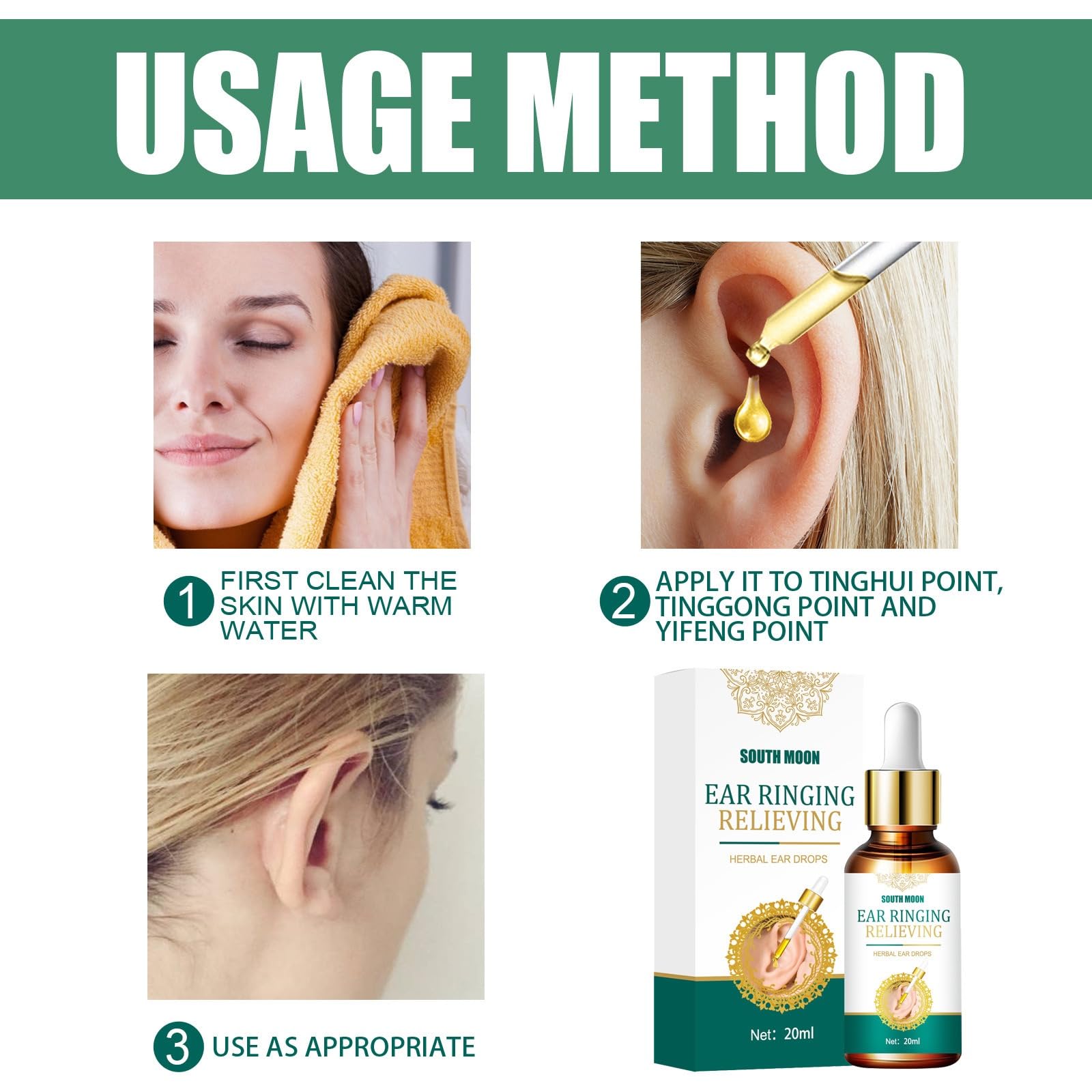 Tinnitus Relief for Ringing Ears, Tinnitus Relief Ear Drops, Natural Tinnitus Relief for Ringing Ears, Effectively Reduce Ear Noise & Promote Healthy Hearing, 20 ml