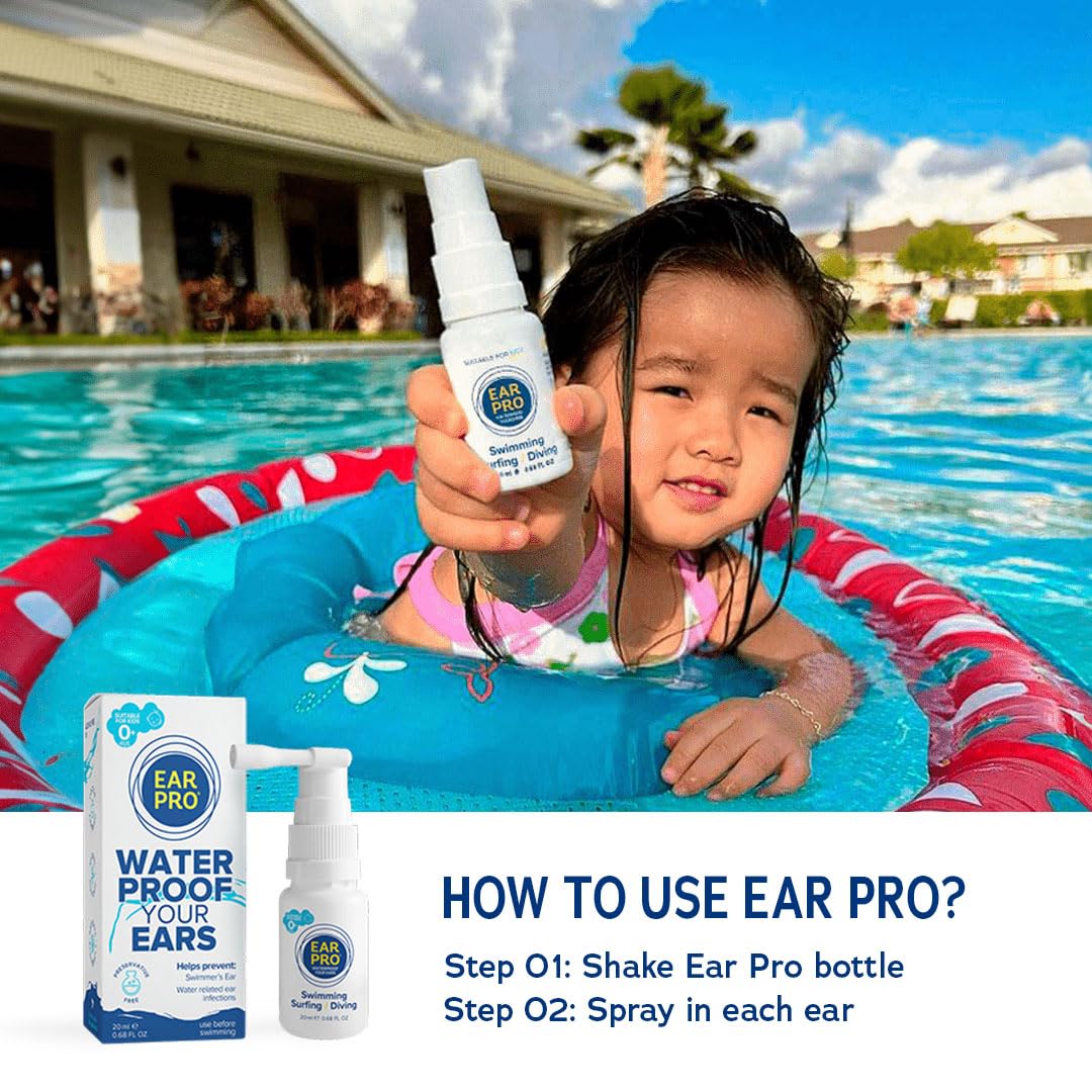 EarPro Natural Swimmer Ear Spray for Kids & Adults (20ml) – Block Water Before Swimming, Surfing or Diving - Replace Ear Plugs – Safe & Easy Protection against Trapped Water – 1 Pack, Up to 200 Sprays