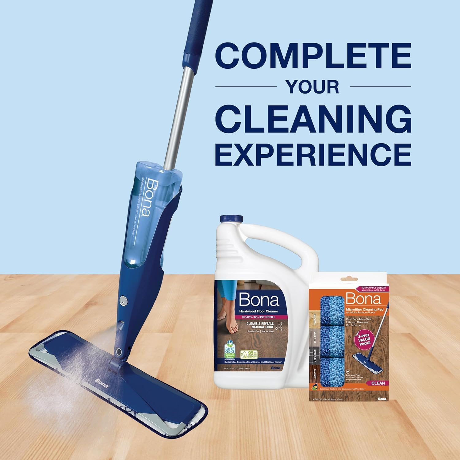 Bona Hardwood Floor Cleaner Spray Mop Cartridge - 34 fl oz - Unscented - Refillable - Residue-Free Floor Cleaning Solution for Bona Spray Mops for Wood Floors
