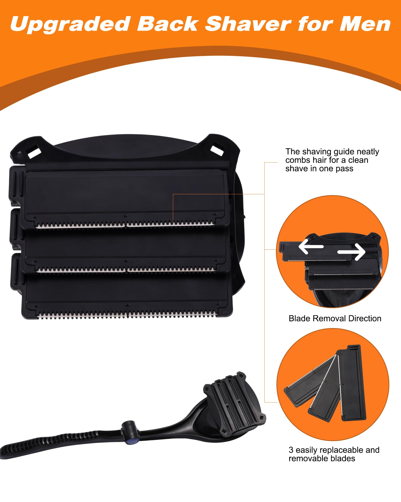 Premium Foldable Back Shaver for Men, 2025 Upgrade, Wet and Dry Painless Shaving, Portable and Easy to Use, Ergonomically Designed for Smooth and Comfortable Back Hair Removal