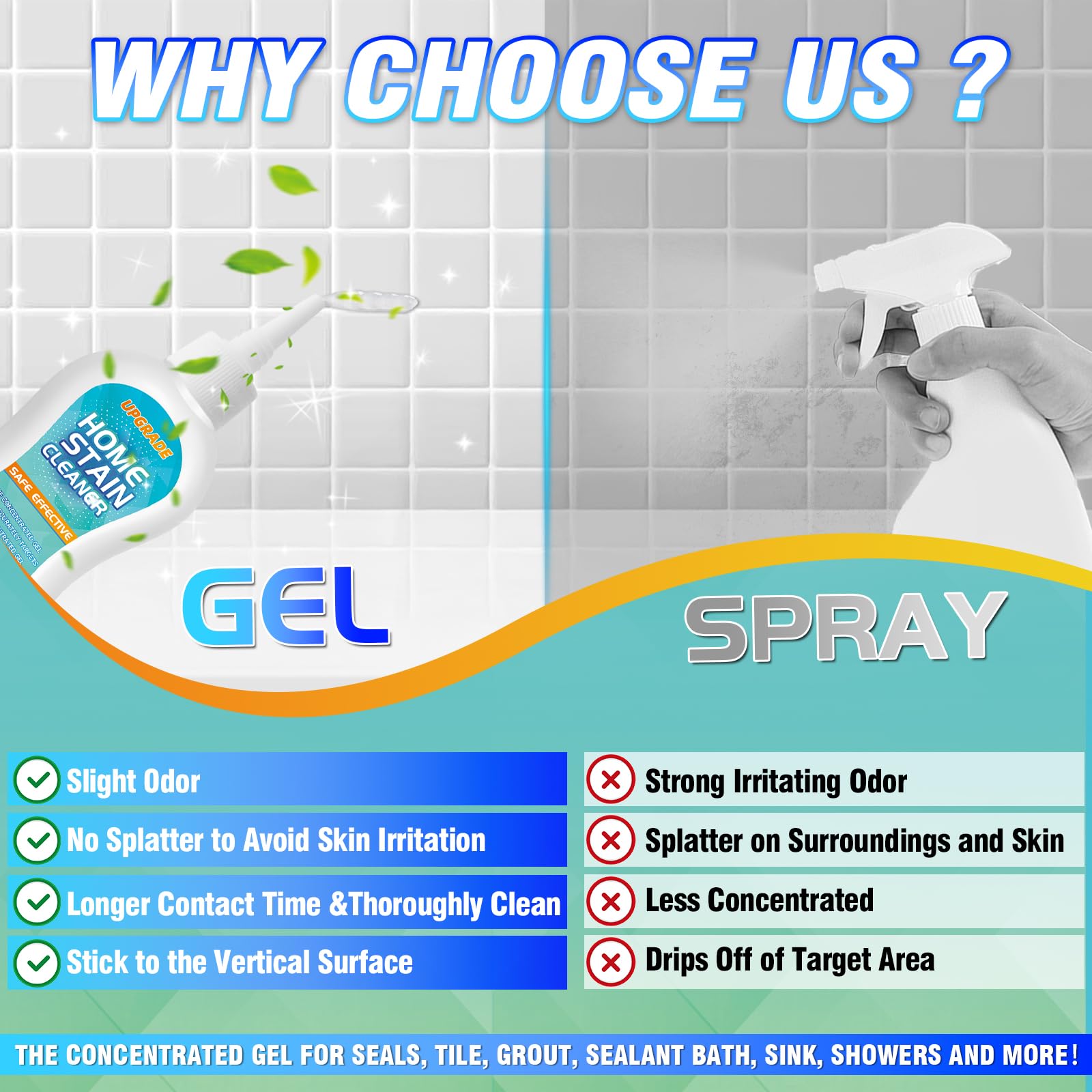 Mold Stain Cleaner Gel, 5.82 Fl oz All-Purpose Gel for Home Use on Washing Machine Gasket, Bathroom Grout, Sink, Shower, Caulk, and Front Loader Seal