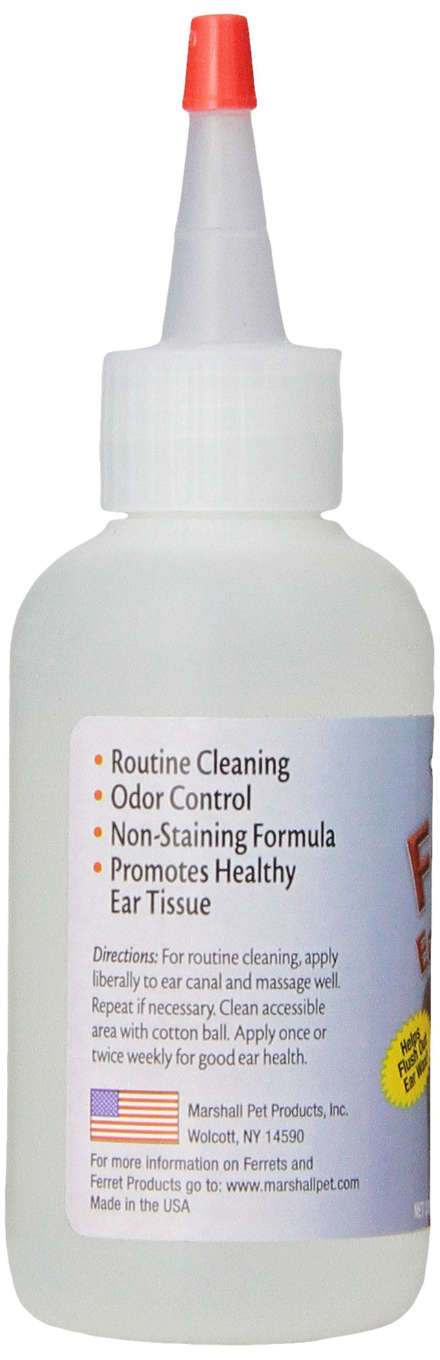 Marshall Ferret Ear Cleaning Solution – 4 oz – Gentle Formula to Remove Dirt and Wax – Contains Eucalyptol to Support Healthy Ear Tissue – No Swabs Needed