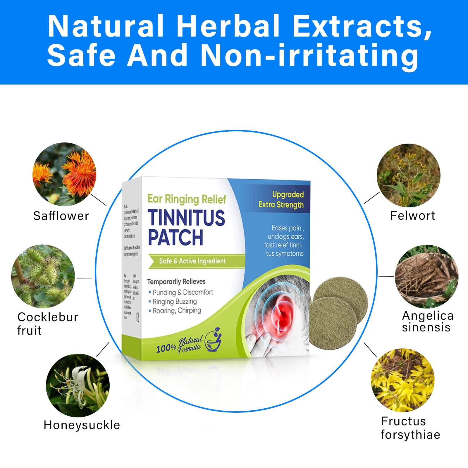 Topicy Tinnitus Relief for Ringing Ears, (50Pcs) Tinnitus Relief Patches, Natural Herbal Blend, Support Ear Tinnitus Relief