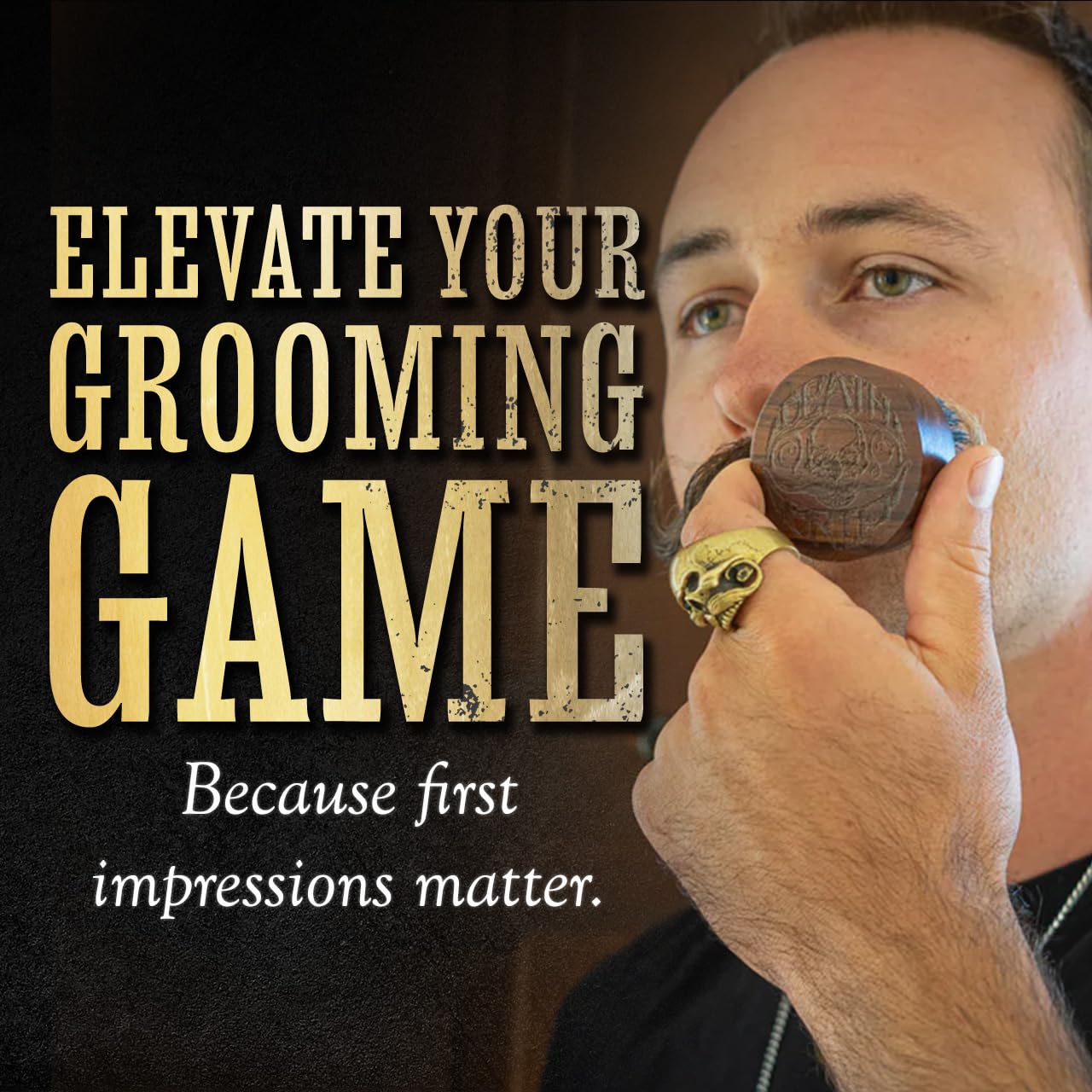 Beard Brush for Men - Premium Boar Bristle Small Round Mustache Comb Natural Wooden Handle & Travel Case | Ideal for Grooming, Styling, Detangling, Softening Facial Hair & Promoting Healthy Growth