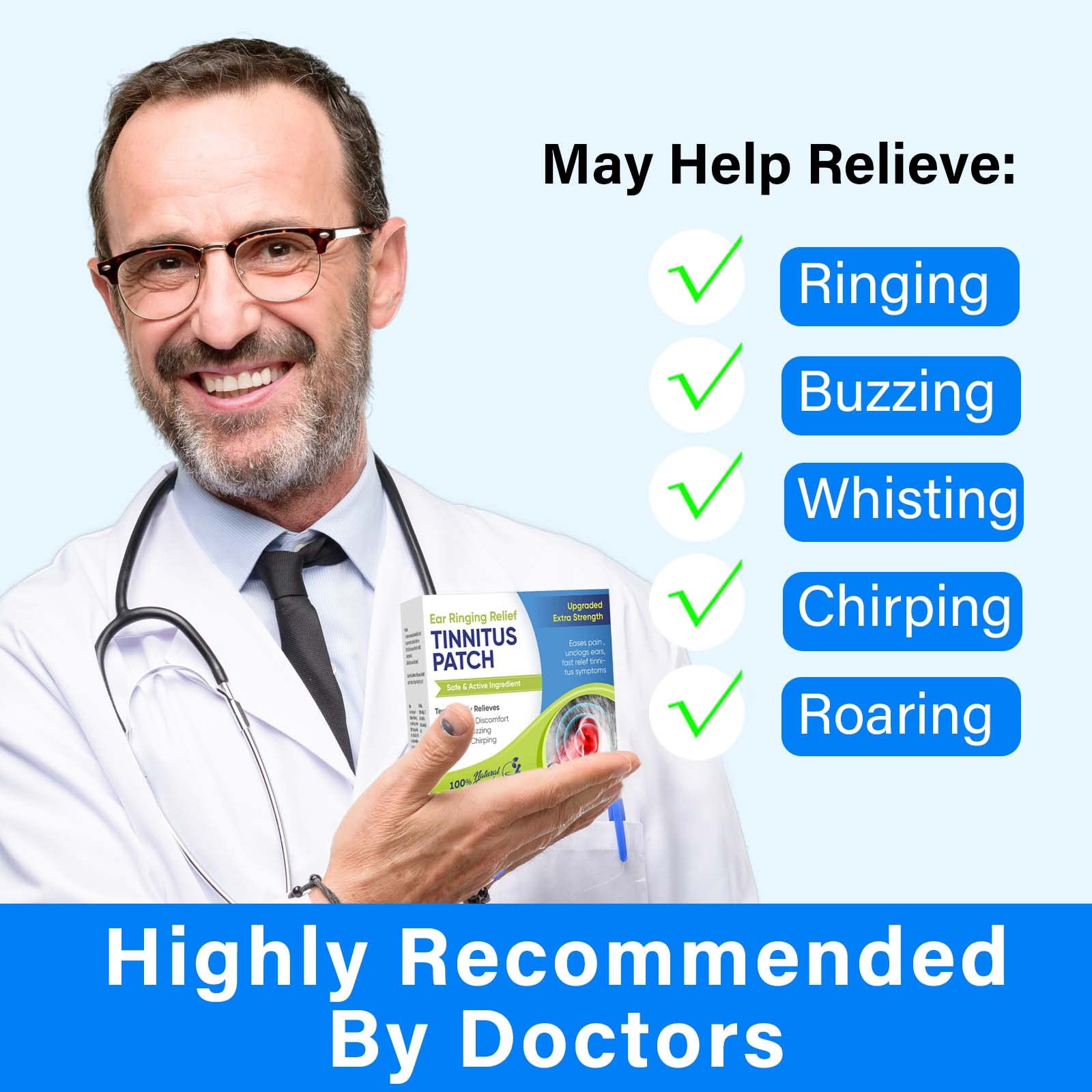 Topicy Tinnitus Relief for Ringing Ears, (50Pcs) Tinnitus Relief Patches, Natural Herbal Blend, Support Ear Tinnitus Relief