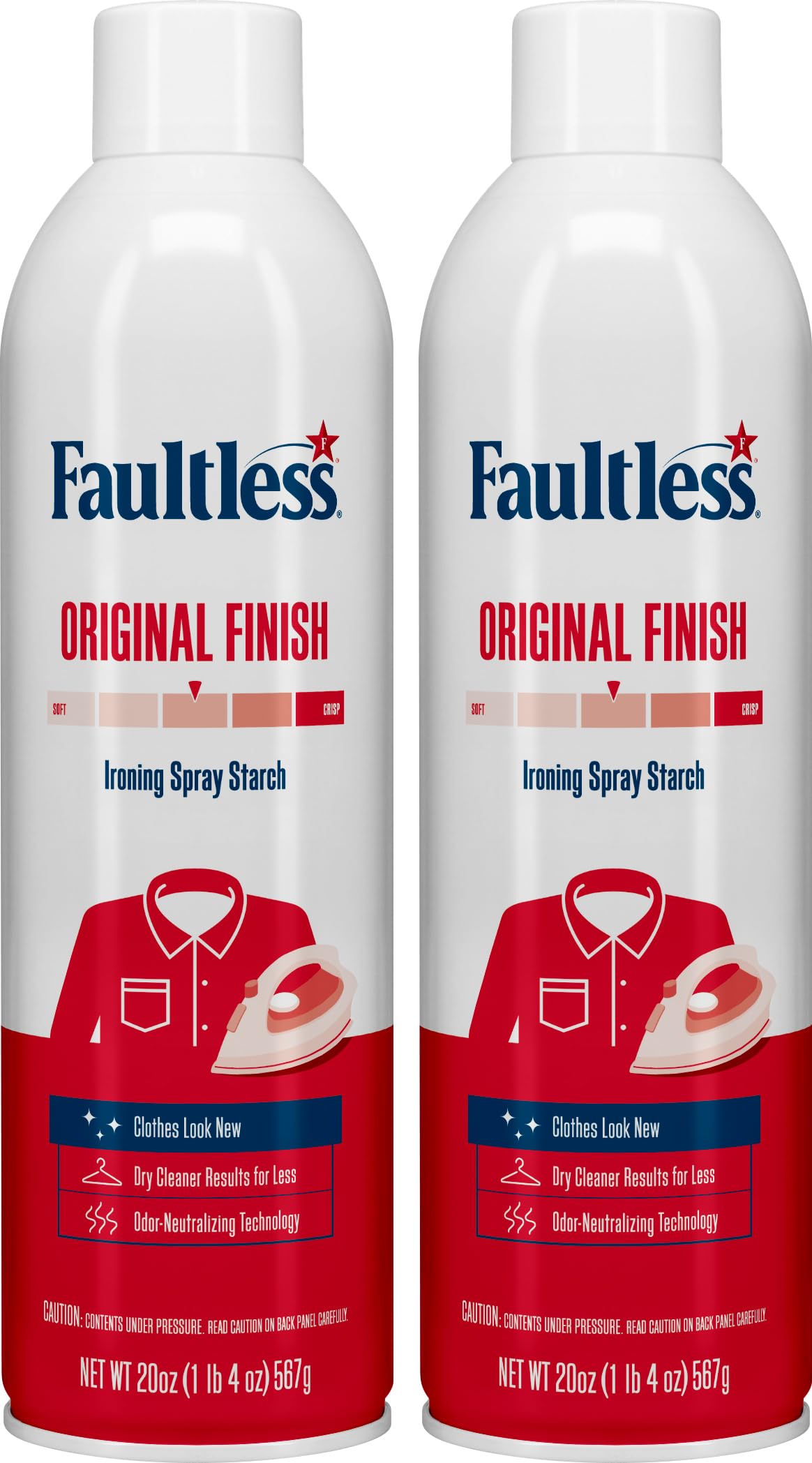 Laundry Starch Spray, Faultless Original Hold Ironing Enhancer Spray Starch for a Smooth Iron Glide on Clothes & Fabric (20oz 2 Pack) Even Spray, Easy Iron Glide, No Reside