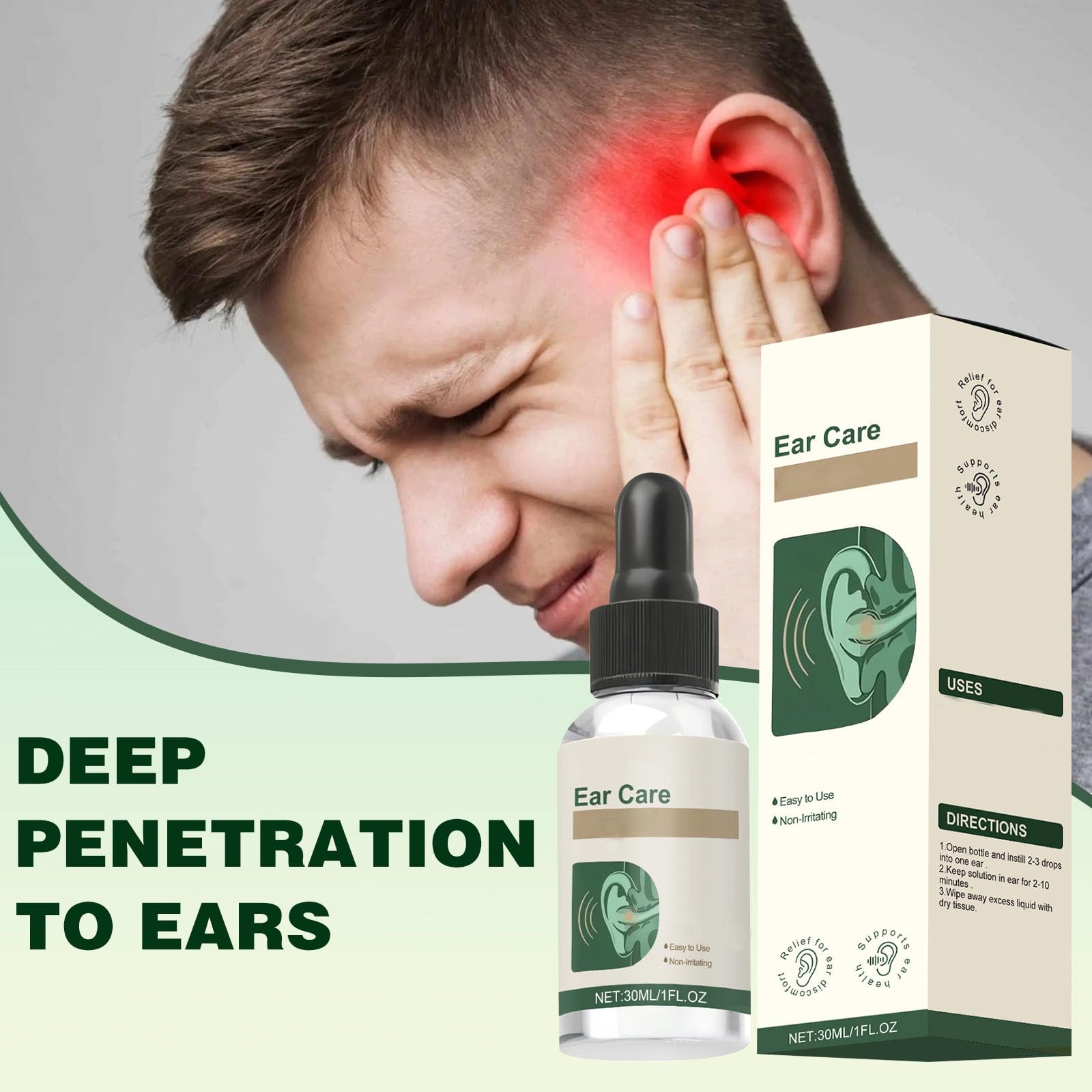2PCS Ear Care Drops for Ringing Ears, Earwax Removal Serum, Ear Drop with Botanical Extracts for Tinnitus, Buzzing Ears, Swimmer's Ear & Earwax Removal