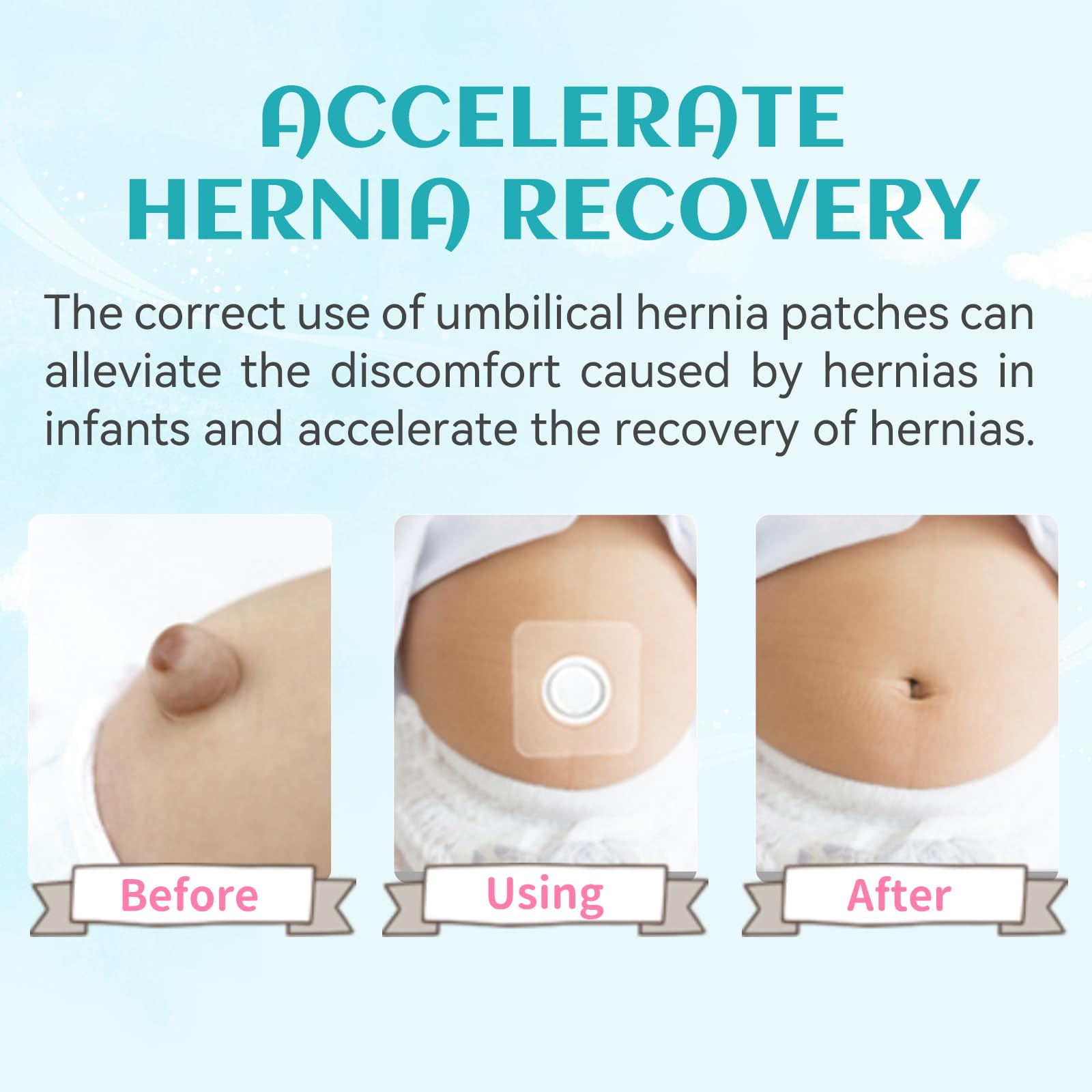 Baby Belly Navel Patches(15 Pieces), Hernia Patch,Belly Button Shaper with Waterproof Cotton Pads,Umbilical Hernia Belt Baby,Baby Belly Button wrap 8×8cm