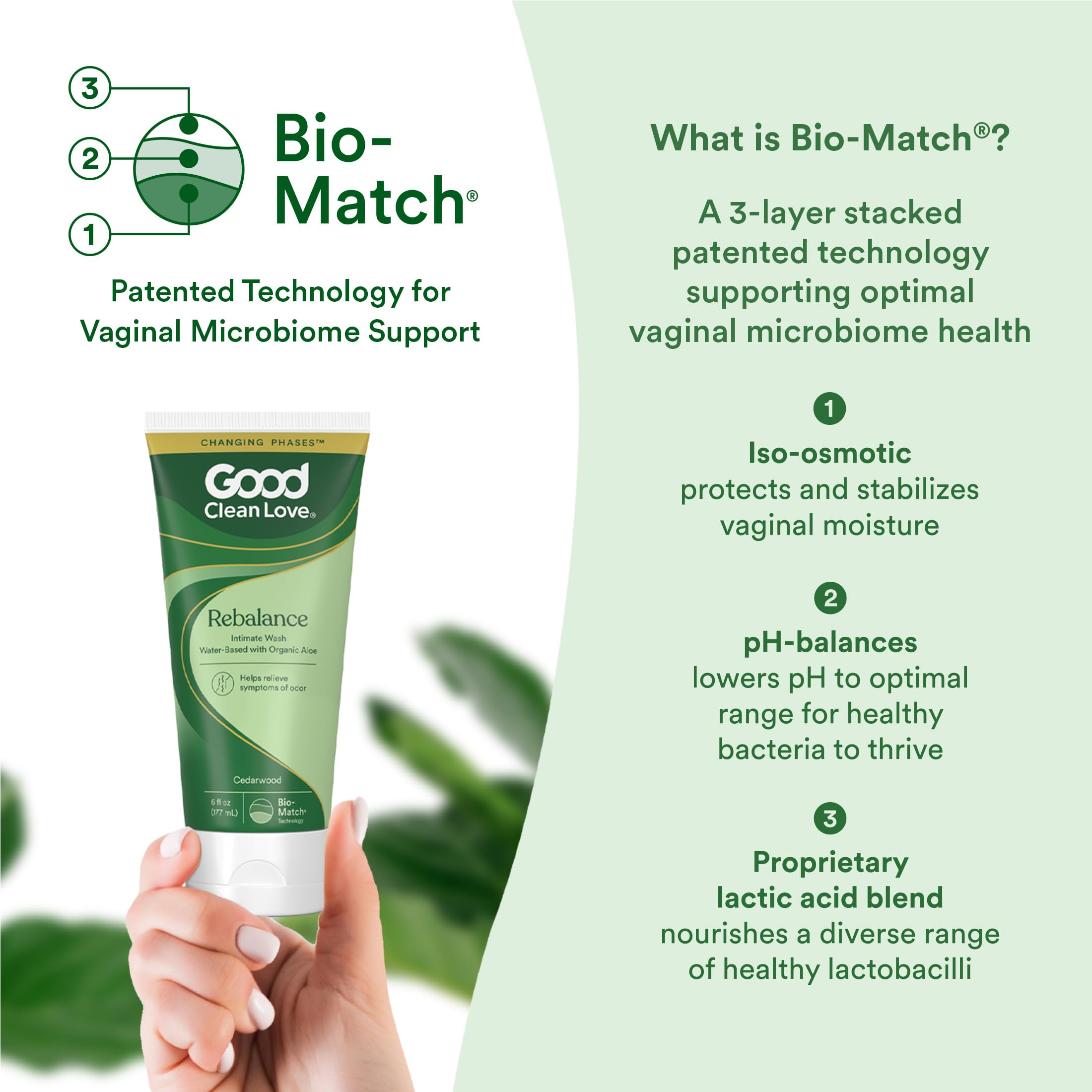 Good Clean Love Rebalance Intimate Feminine Wash, Water Based pH-Balanced & Moisturizing Cleanser with Organic Aloe Vera and Natural Ingredients, Reduces Vaginal Dryness & Odor, Cedarwood, 6 Oz