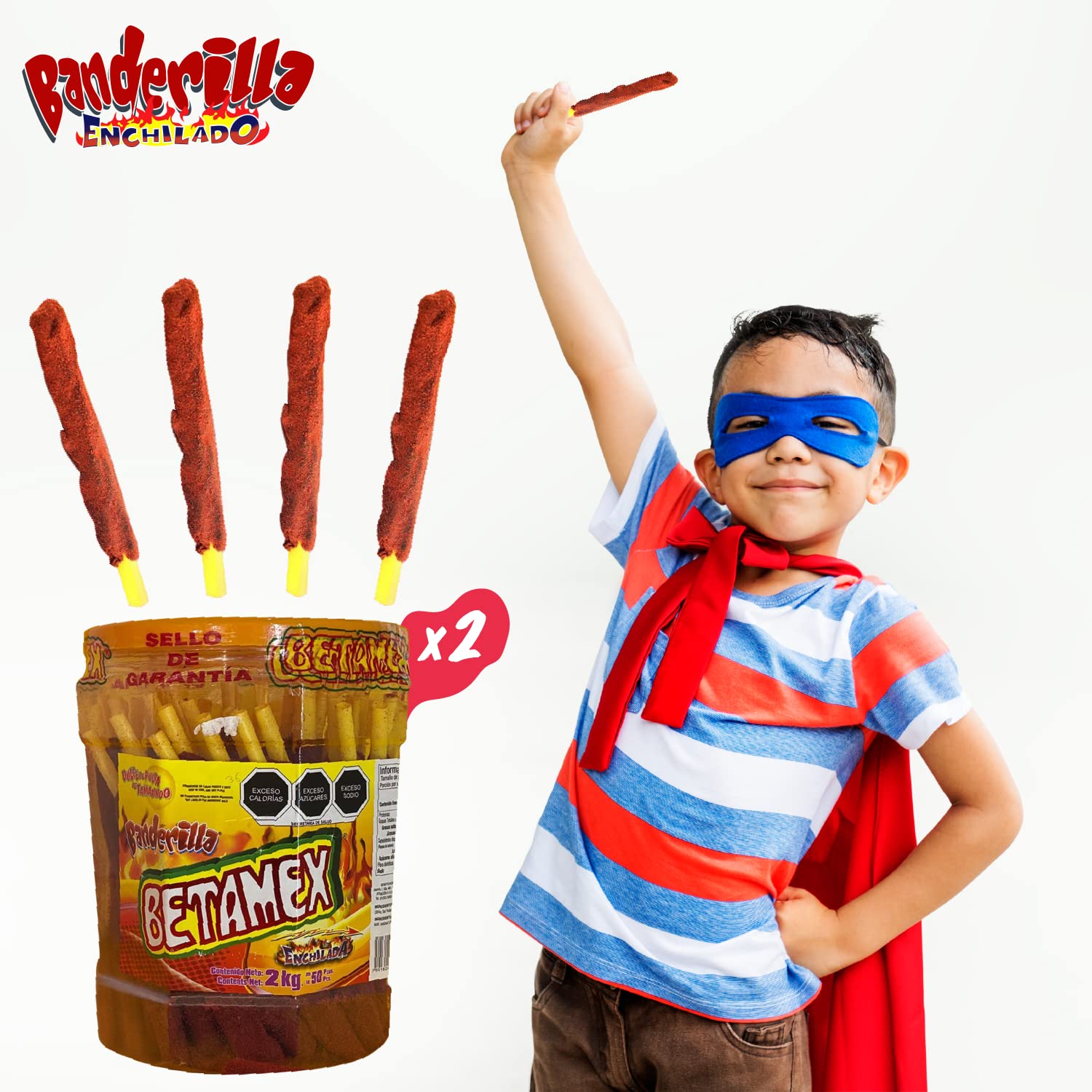 (2 Pack) BETAMEX Banderilla Candy Tamarind And Chili Flavor 2kg/ 4.4pounds – Mexican Food – Spicy Flavor and Delicious Tamarind Flavor