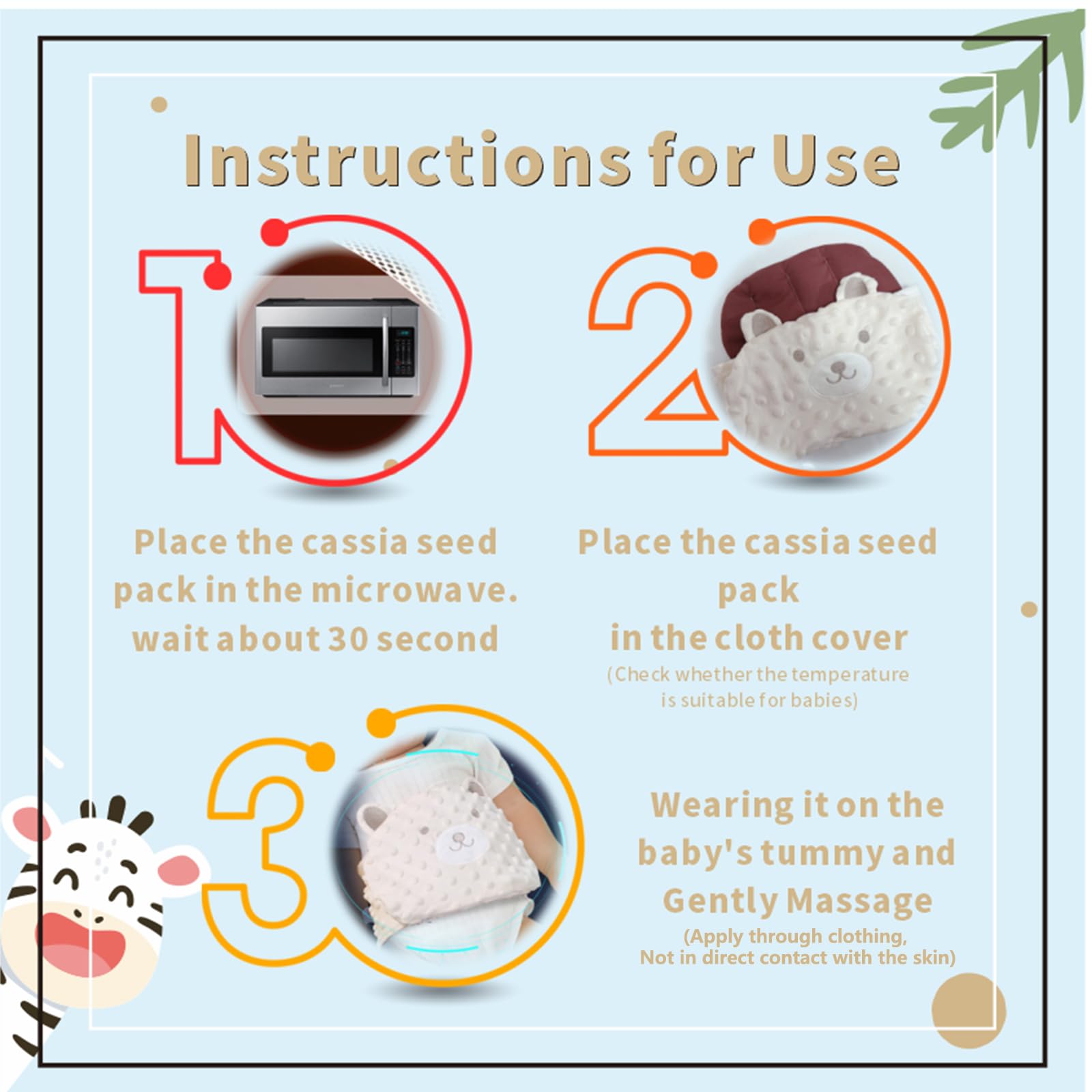 ISANPAN Baby Colic and Gas Relief - Cassia Seed Heated Tummy Wrap,Infant Warming Pad Belly Band Gripe Belt Relieves and Soothes Gas,Bloating and Upset Stomach (Beige)