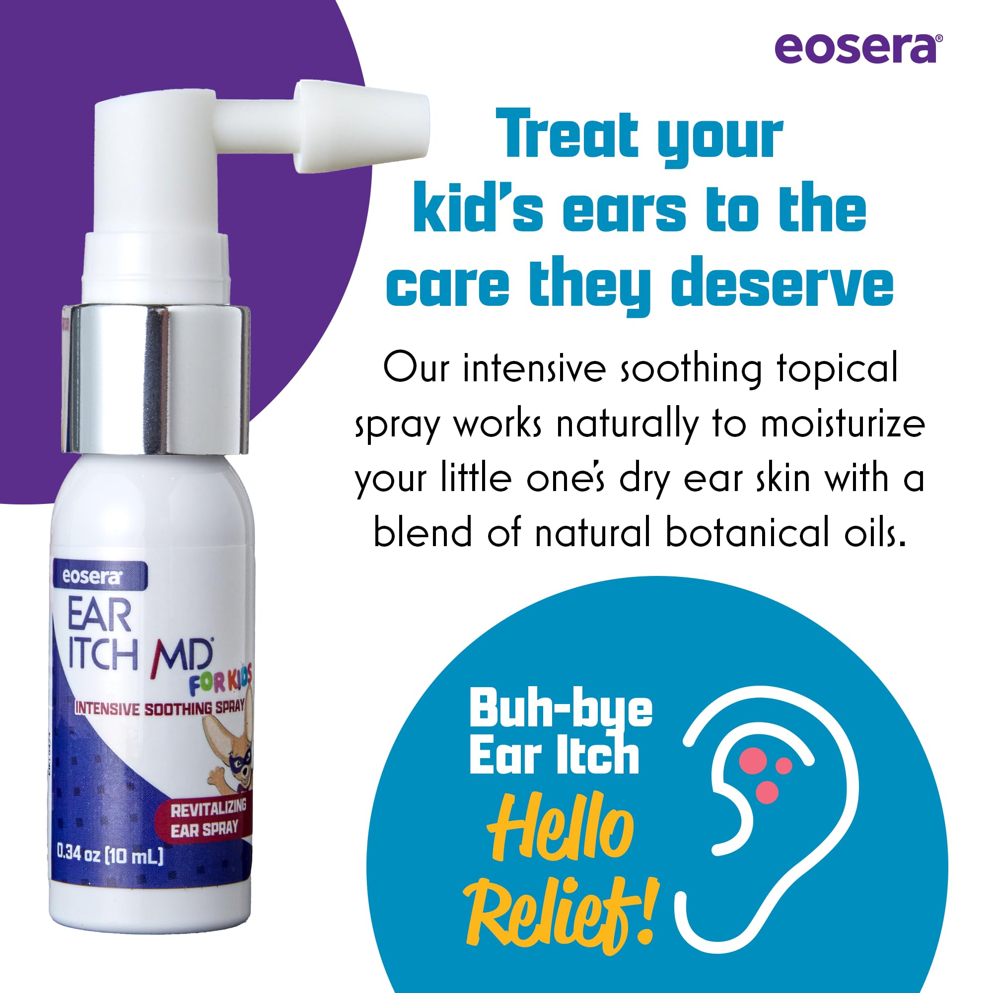 eosera® Ear Itch MD® for Kids – Soothing Ear Drops for Dry, Itchy Ears – Natural Moisturizing Formula with Vitamin E – Relief for Allergies, Eczema, Dermatitis – Safe for Ages 2+ & Hearing Aid Users