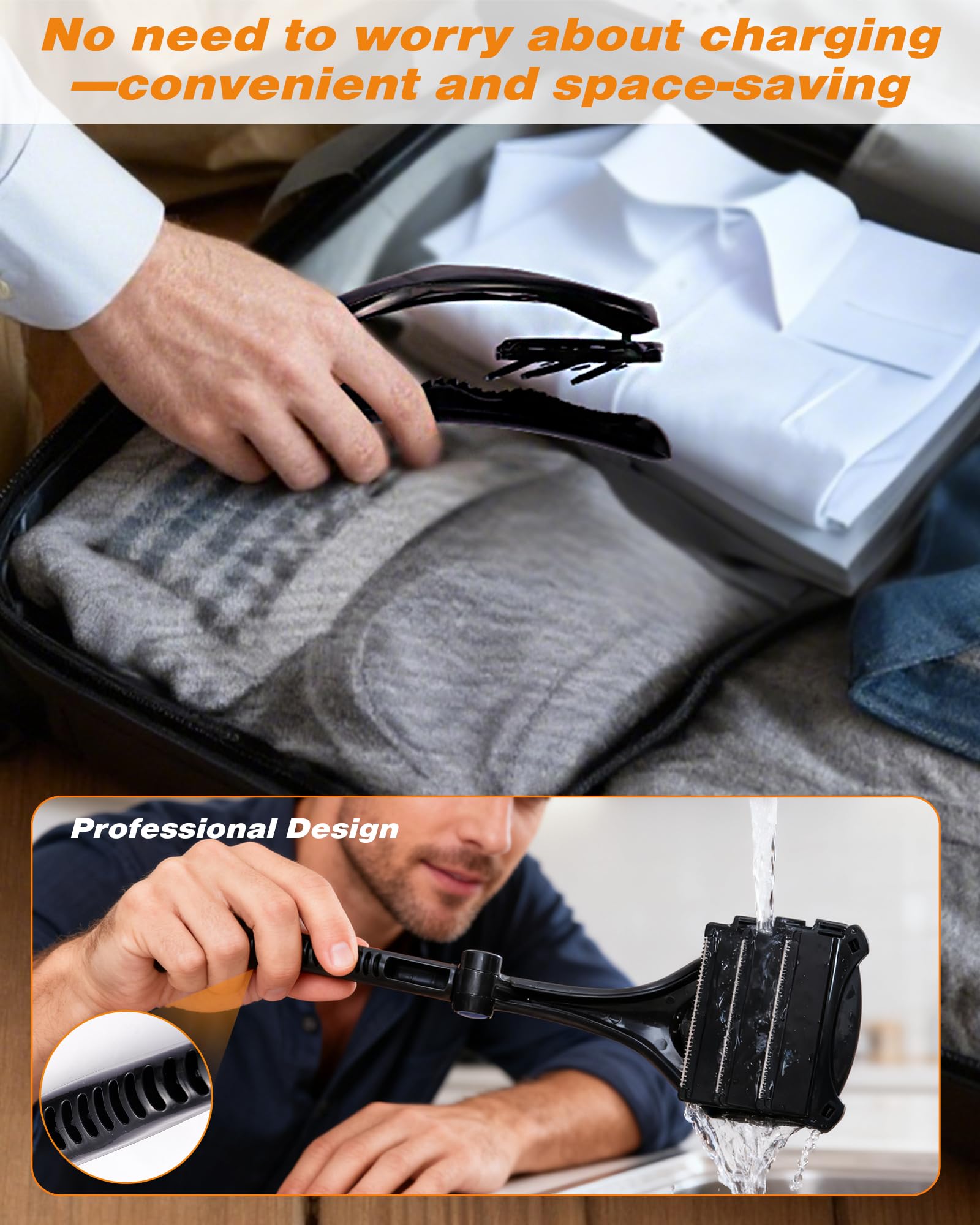 Premium Foldable Back Shaver for Men, 2025 Upgrade, Wet and Dry Painless Shaving, Portable and Easy to Use, Ergonomically Designed for Smooth and Comfortable Back Hair Removal