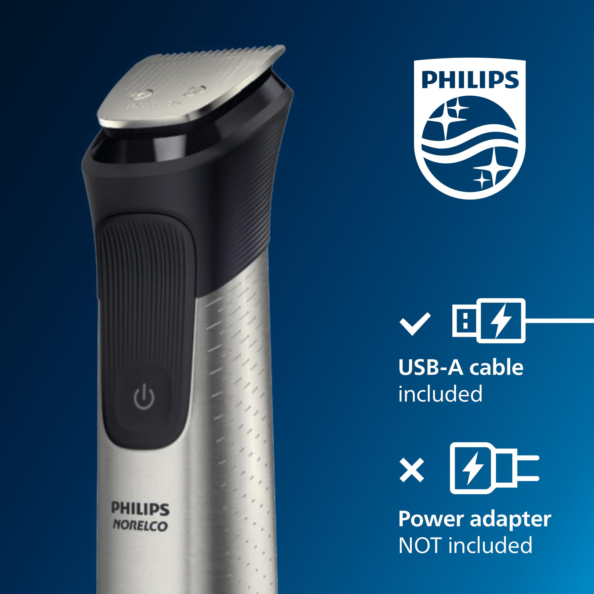 Norelco Philips All-in-One 7000 Series 23-Piece Trimmer - Electric Shaver and Clipper for Face, Beard, Head & Body, Self-Sharpening Titanium Blades, 26 Length Settings (0.5-16 mm), MG7970/49