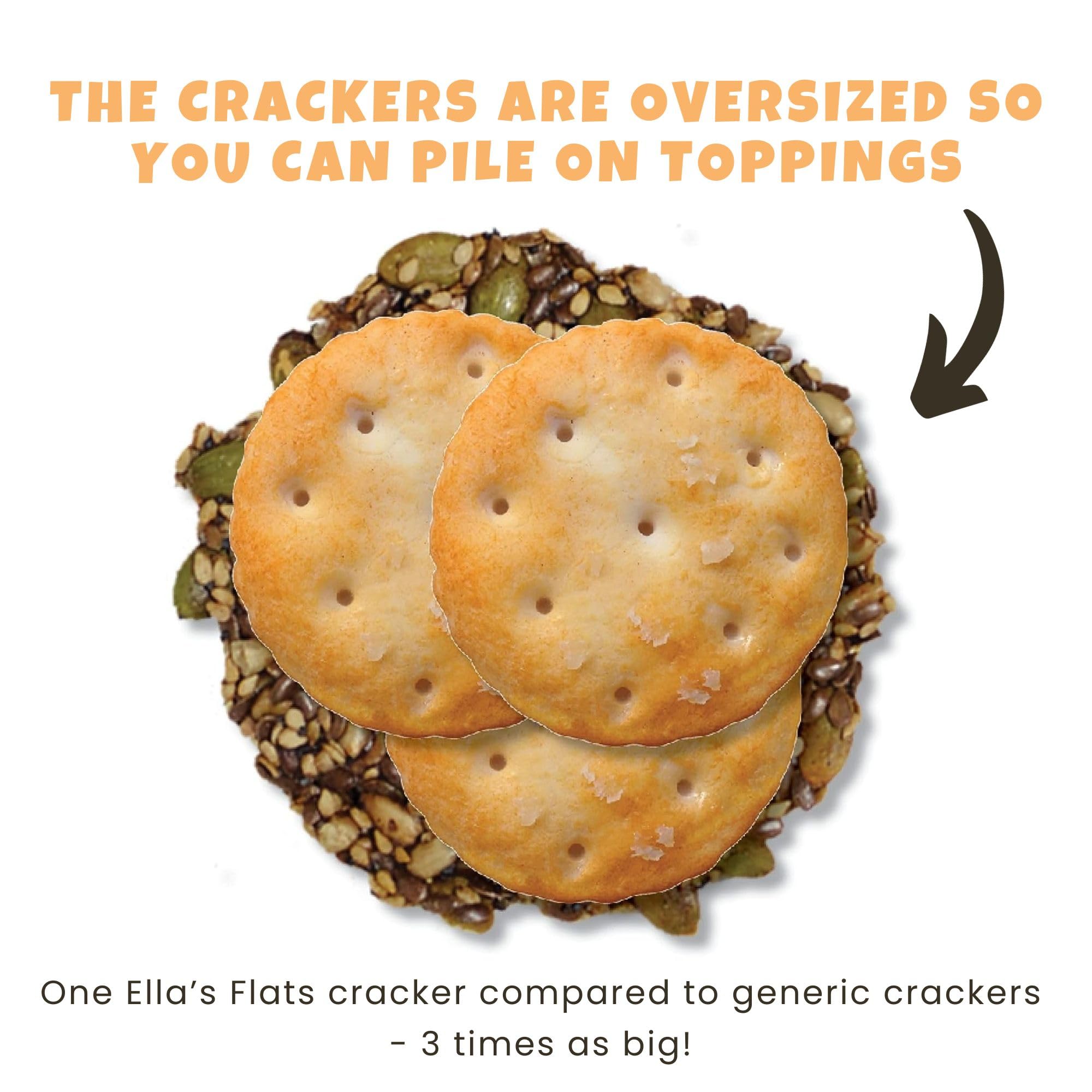 ELLA’S FLATS® Everything All Seed Savory Crisps – All Natural, Gluten Free, Good Source of Protein, High Fiber, Vegan and Keto Friendly (3 Pack)