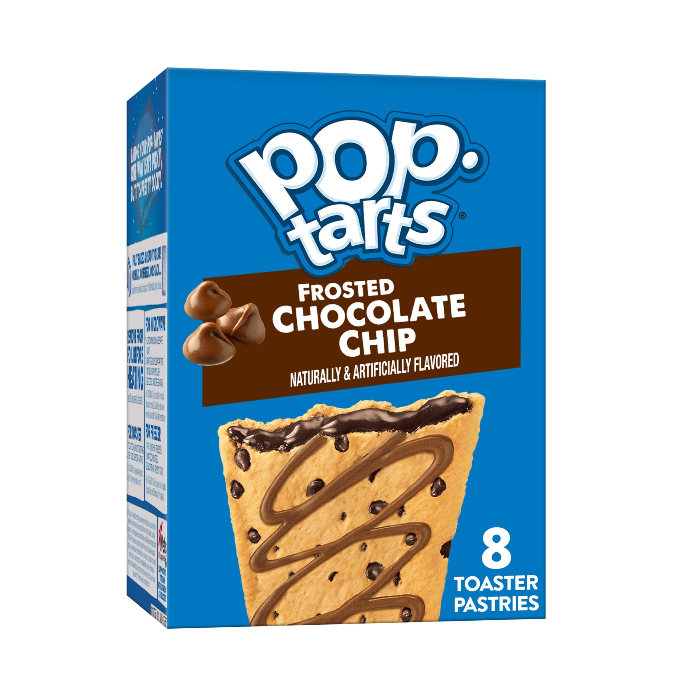 Pop-Tarts Toaster Pastries, Breakfast Foods, Kids Snacks, Chocolate Chip Drizzle, 13.5oz Box (8 Pop-Tarts)