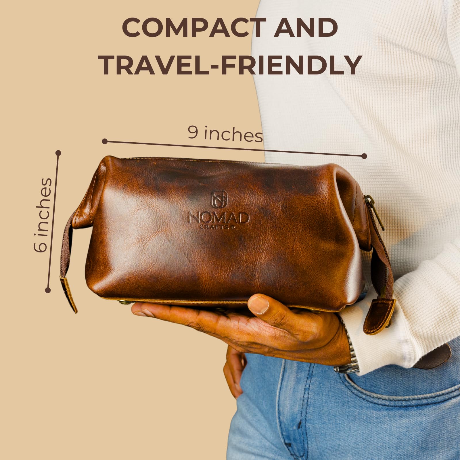 Premium Leather Travel Toiletry Bag for Men and Women, King-Size Dopp Kit with Waterproof Lining, Mens Toiletry Travel Bag, Men's Toiletry Bag, Mens Travel Bag Toiletry Kit, Leather Toiletry Bag Men