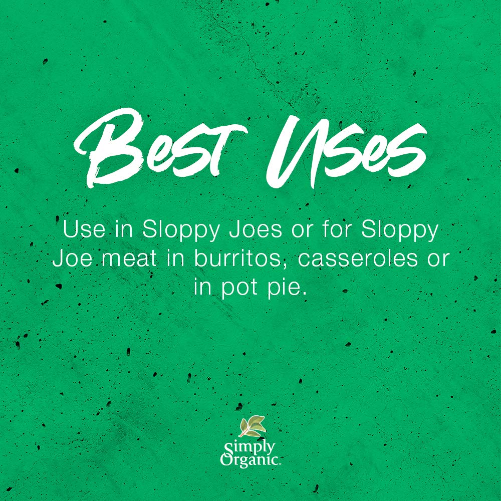 Simply Organic Sloppy Joe Seasoning Mix, 1.41 Ounce Packet, Tangy & Robust, Kosher, No Artificial Ingredients (Pack of 12)