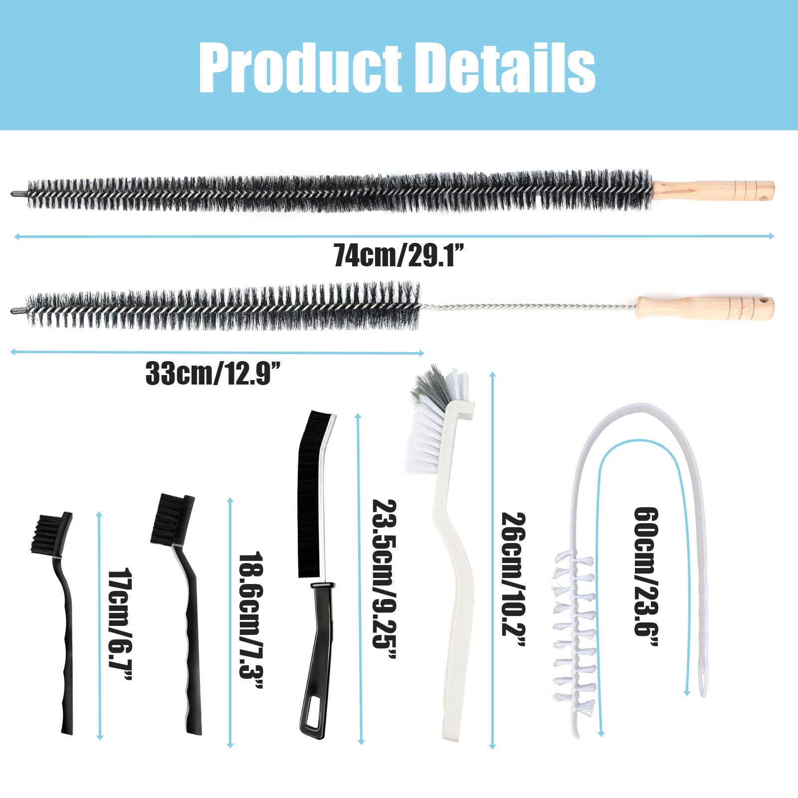 Washing Machine Cleaning Brush,Dryer Vent Cleaner Kit,Crevice Brush for Bathroom, Shower & Kitchen - Scrub Brushes with Long Handle,Household Cleaning Tools Tile, Bathtub, Sink, Grout Cleaning Brushes