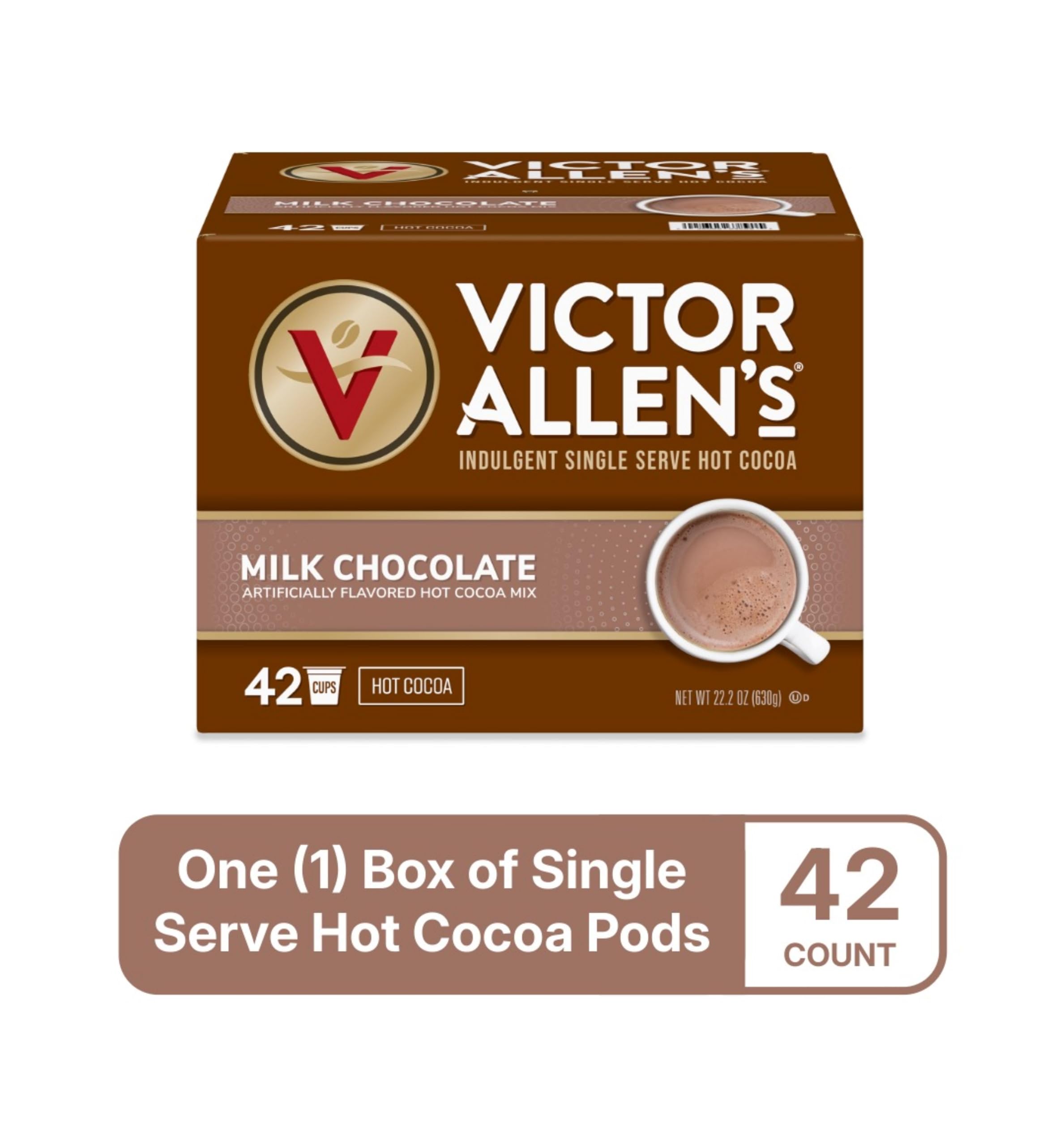 Victor Allen's Coffee Milk Chocolate Hot Cocoa, 42 Count, Single Serve K-Cup Pods for Keurig K-Cup Brewers