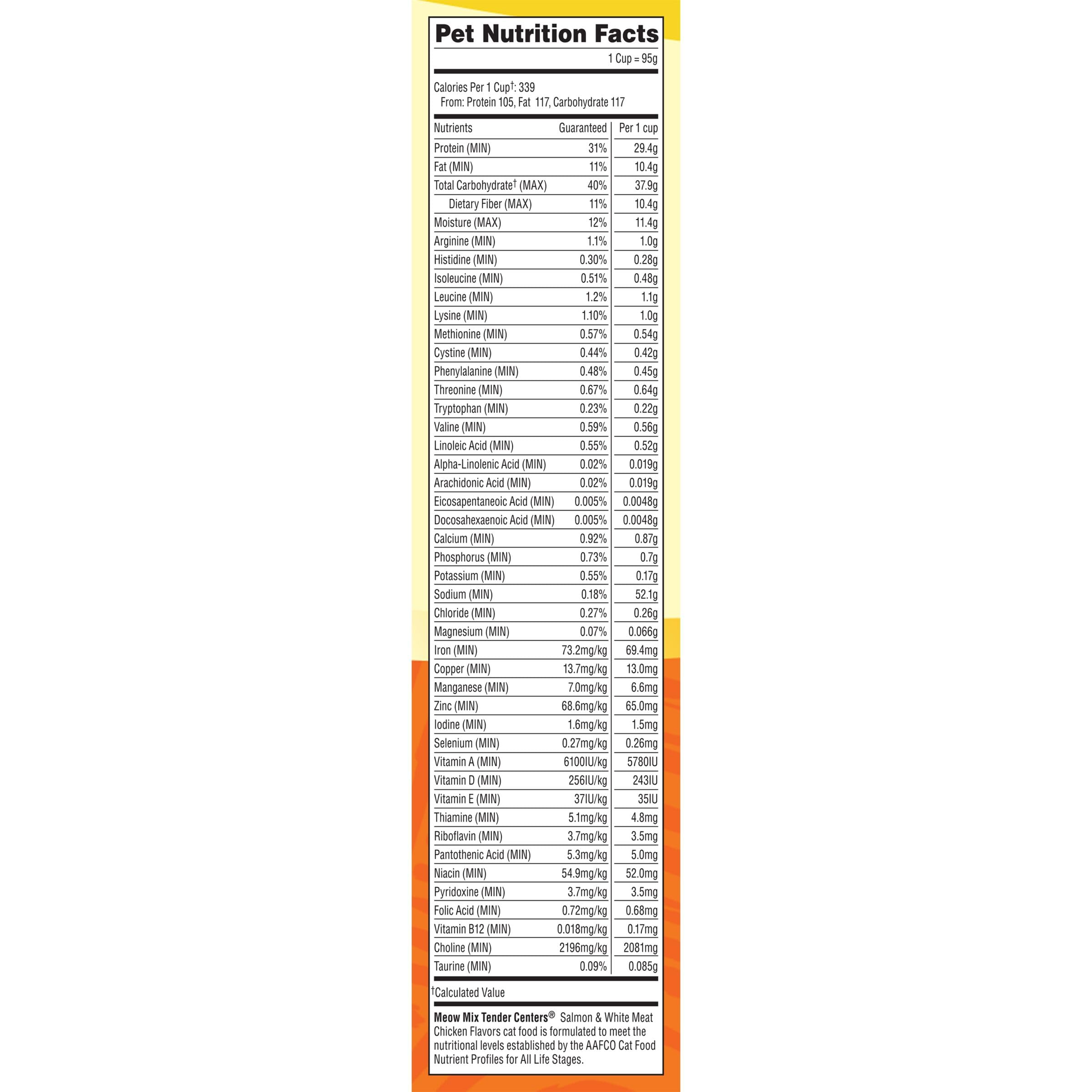 Meow Mix Tender Centers Salmon & White Meat Chicken Flavors Cat Food, 3 Pound (Pack of 4), Crunchy Outside Meaty Inside