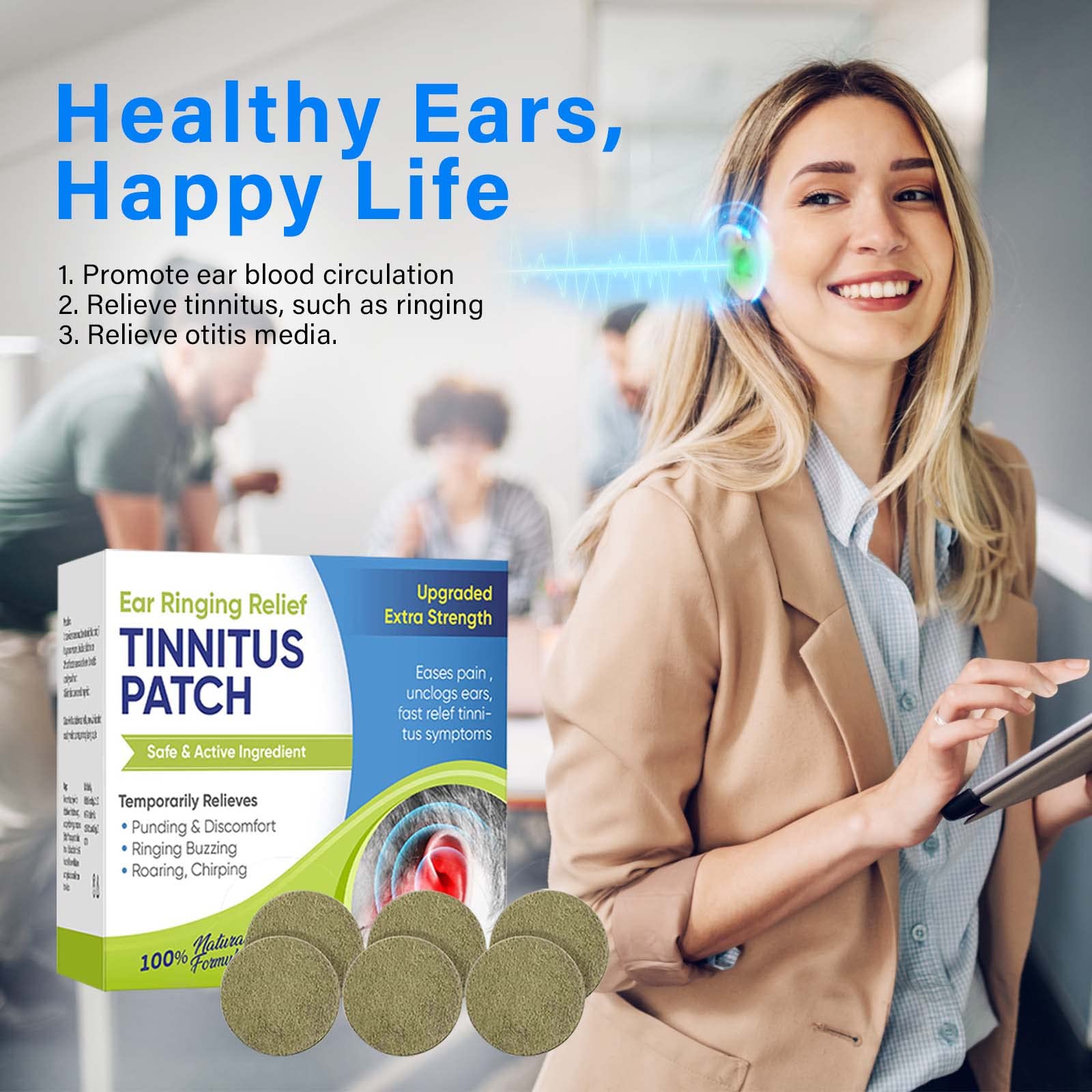 Topicy Tinnitus Relief for Ringing Ears, (50Pcs) Tinnitus Relief Patches, Natural Herbal Blend, Support Ear Tinnitus Relief