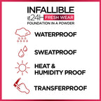 L'Oreal Paris Makeup Infallible Fresh Wear Foundation in a Powder, Up to 24H Wear, Waterproof, Ivory Buff, 0.31 oz.