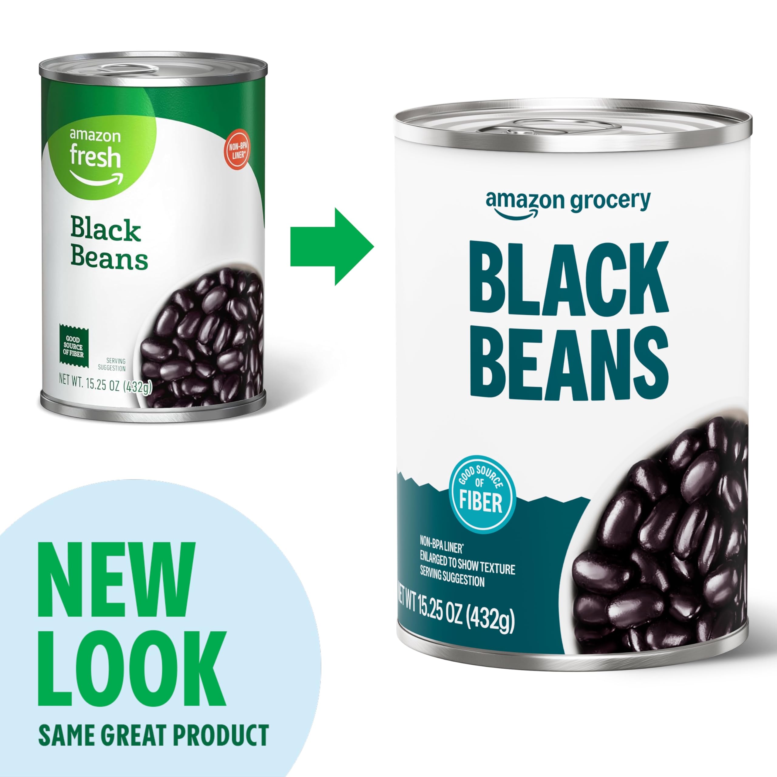 Amazon Grocery, Canned Black Beans,15.25 Oz (Previously Amazon Fresh, Packaging May Vary)