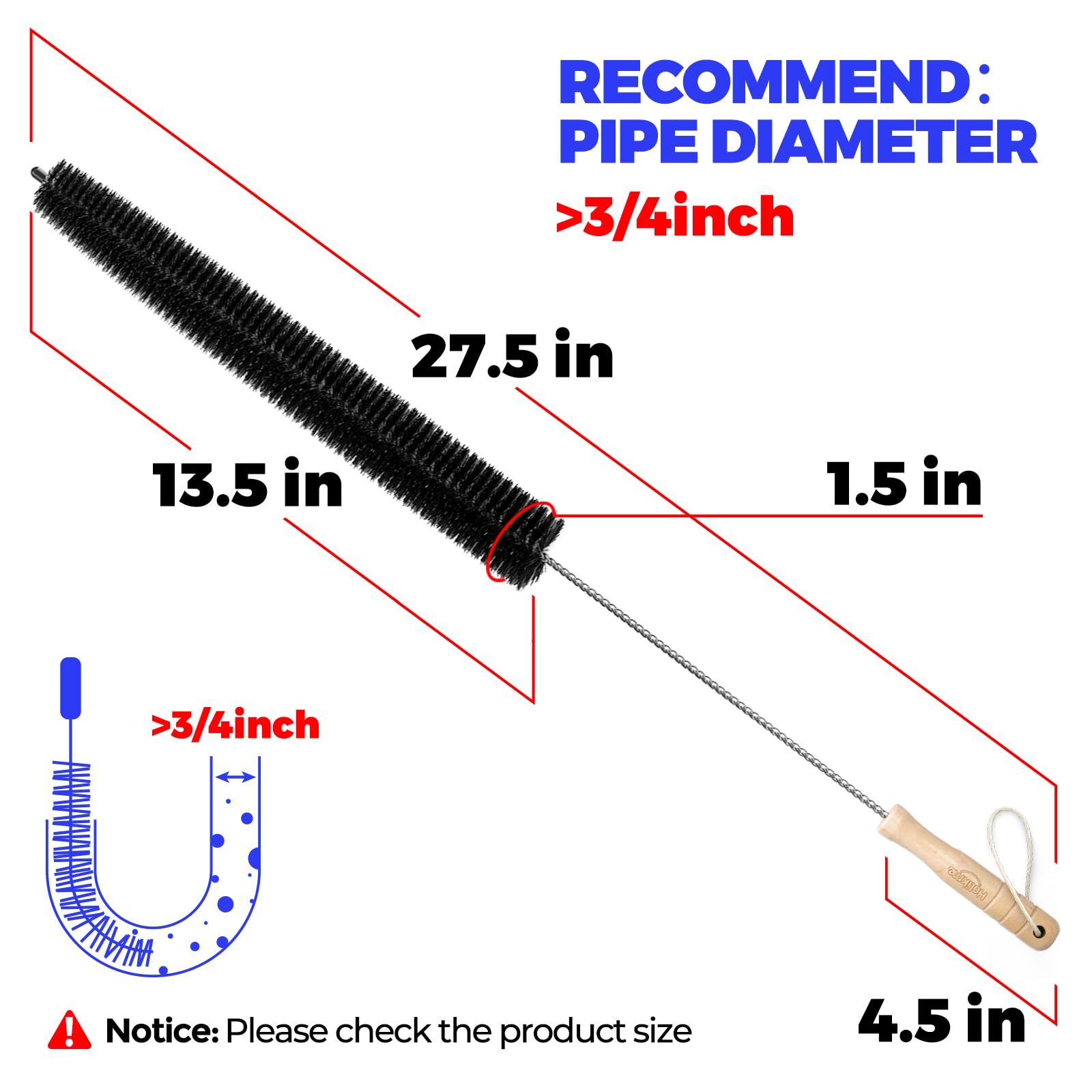 Holikme Dryer Vent Cleaner Kit 2 Pack - Household Cleaning Supplies 304 Stainless Steel Dryer Lint Brush Home Essentials for Lint Trap Dust Vacuum Brush