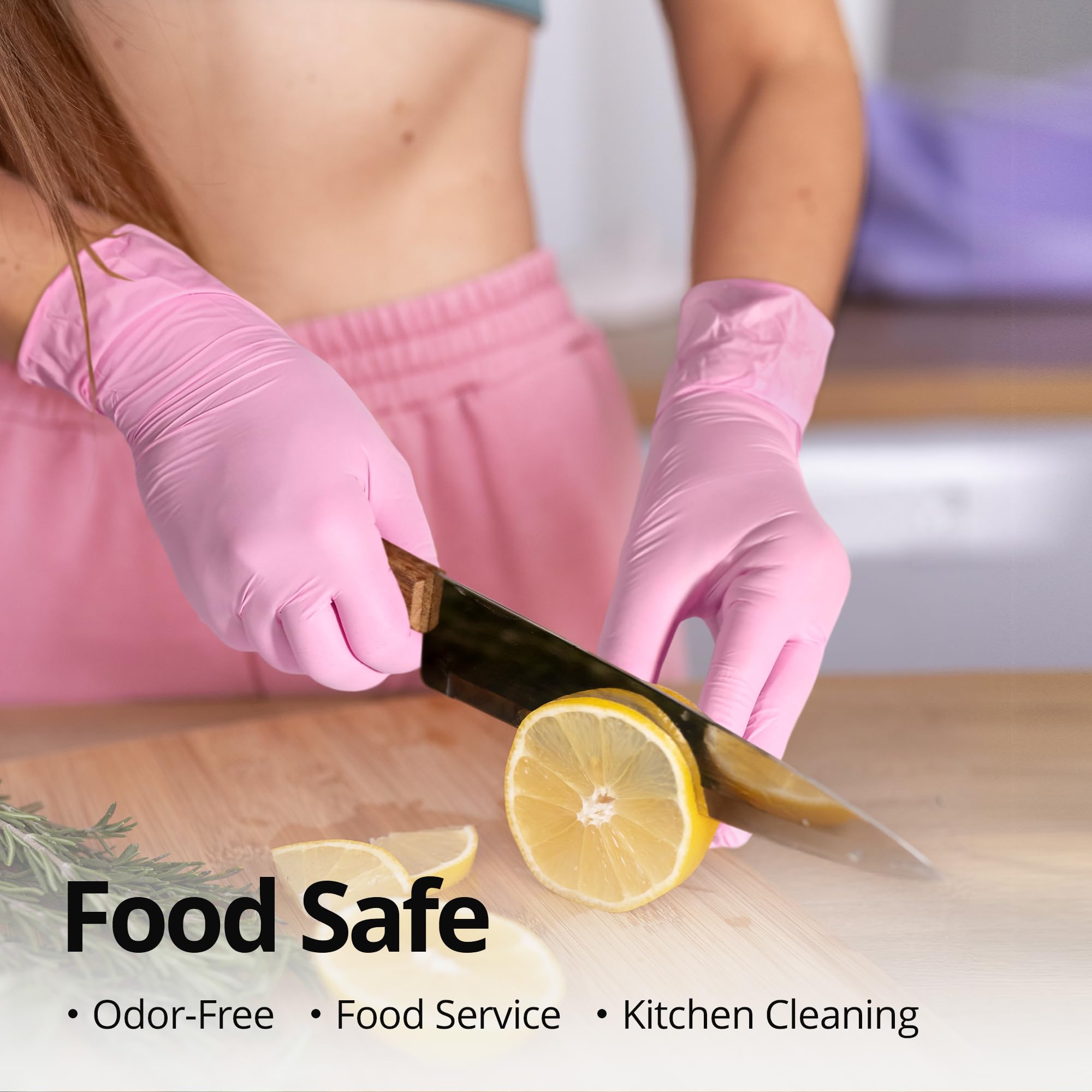 SwiftGrip Pink Nitrile Gloves, 3-mil, Industrial Gloves Disposable Latex Free, for Cleaning & Esthetician, Rubber Powder-Free, 100-ct Box (Small)