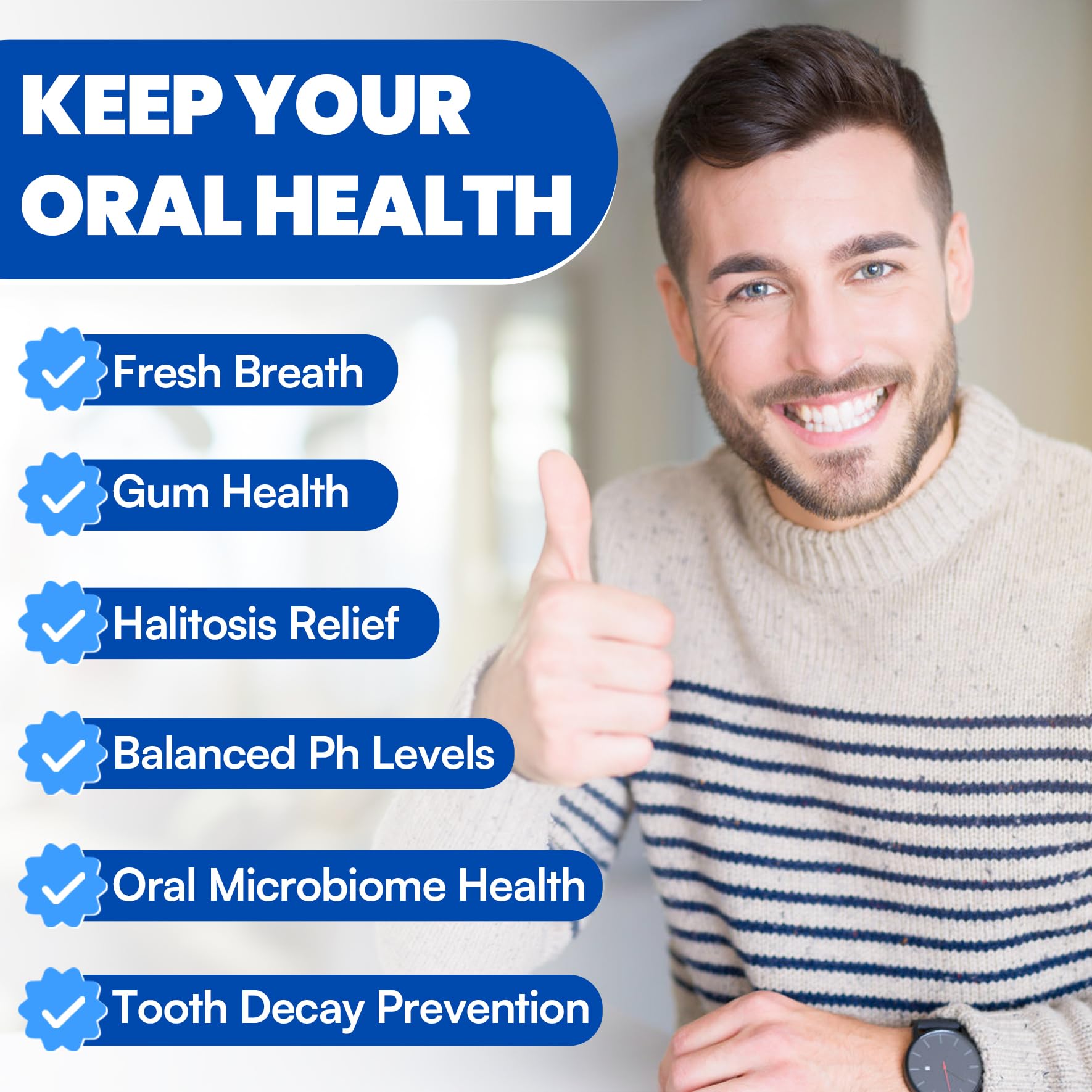 Oral Probiotics, 11 Billion CFU, with M18, A12, Oral Probiotics for Mouth Bad Breath for adults, Dry Mouth, Gum Health & Gum Restore, Chronic Halitosis, Fresh Breath, 60 Lozenges (Mint Flavor)