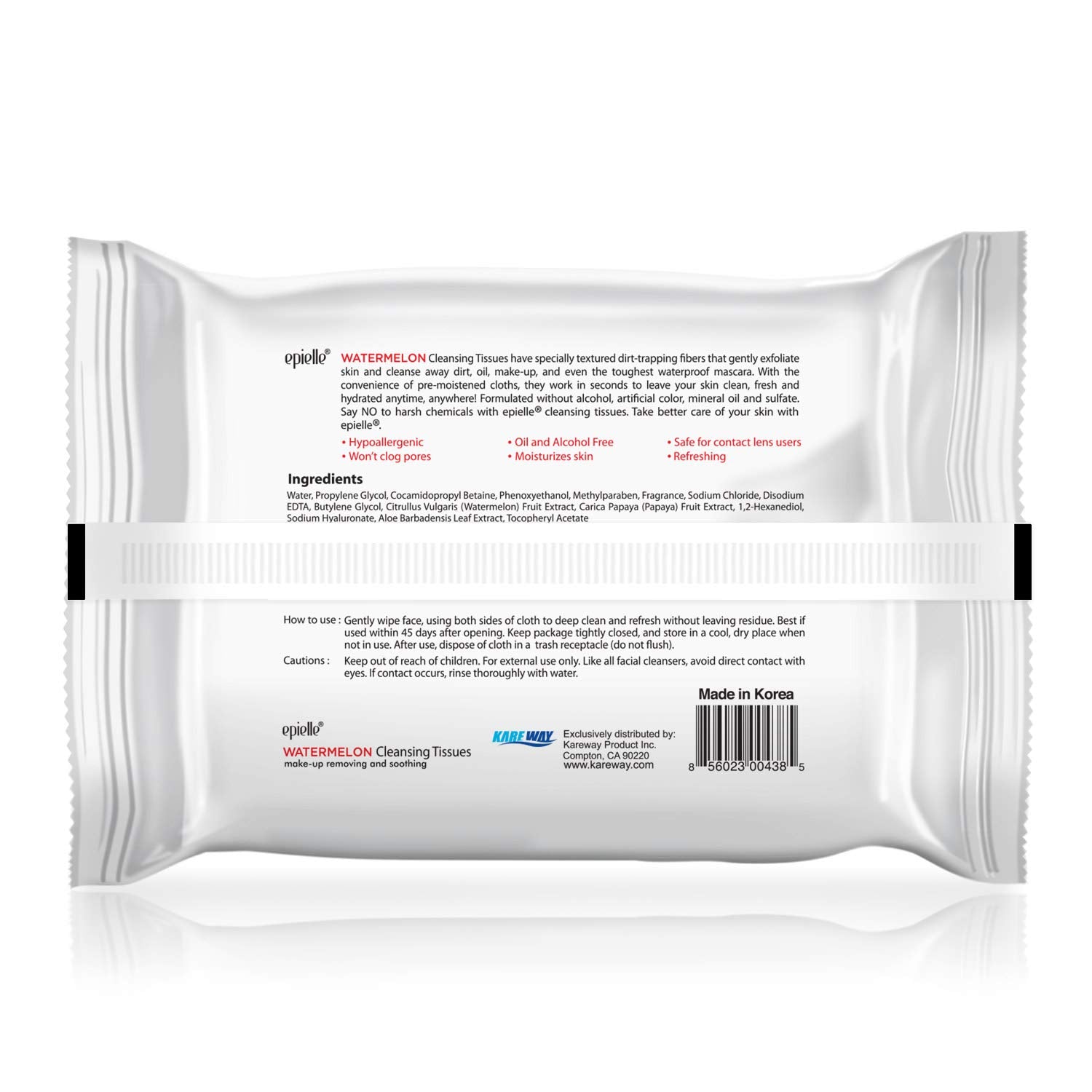 Epielle Makeup Remover Wipes, Remove Dirt, Oil, Waterproof Mascara, Gentle Daily Facial Cleanser Towelettes with Vitamin C, Watermelon & Cucumber, Hypoallergenic & Alcohol-Free, 30 Count (Pack of 6)