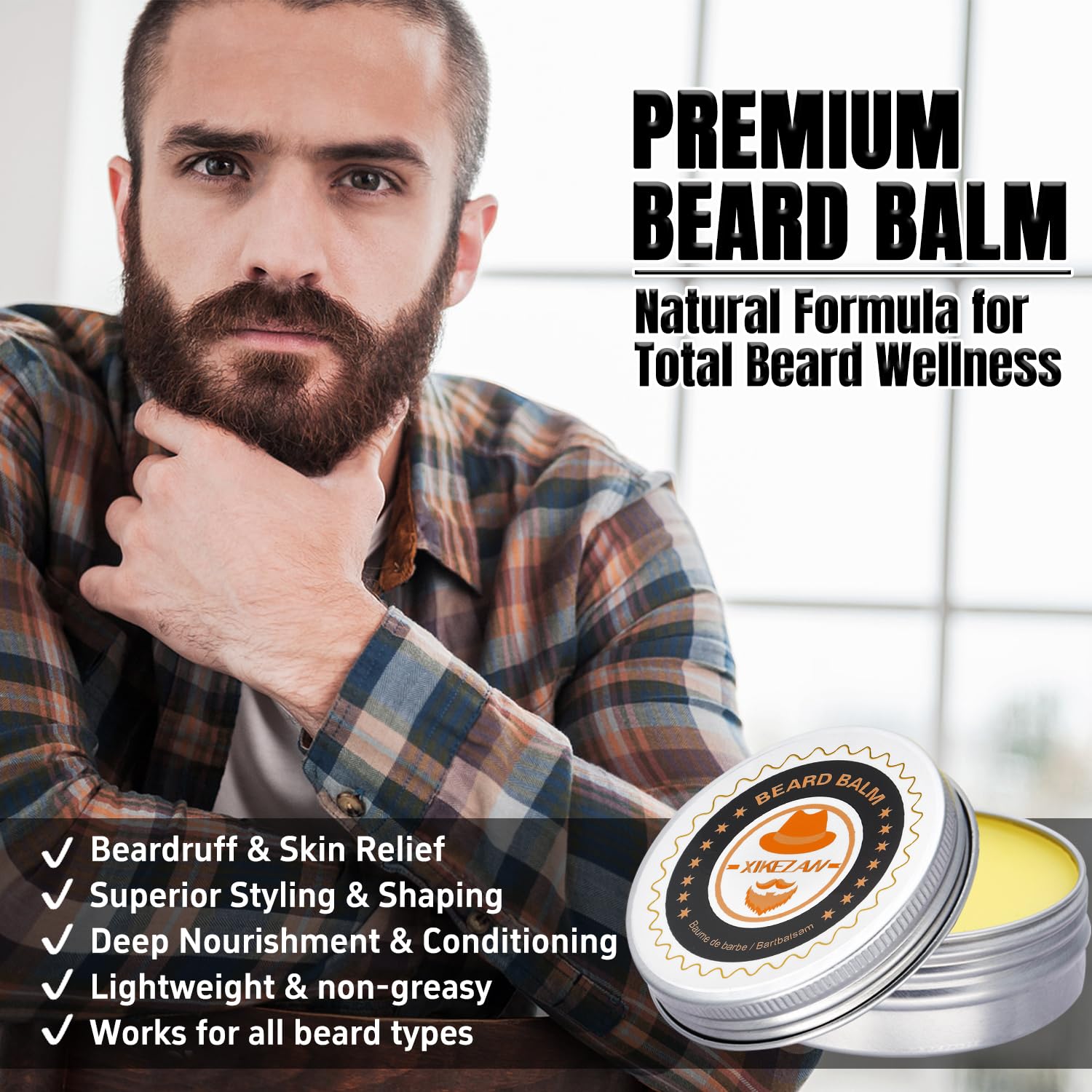 XIKEZAN Beard Kit for Men Care w/Beard Conditioner, Wash, Oil, Balm, Brush, Comb,Birthday Fathers Valentines Gifts for Men Him Dad Husband Boyfriend Christmas Gifts Mens Stocking Stuffers