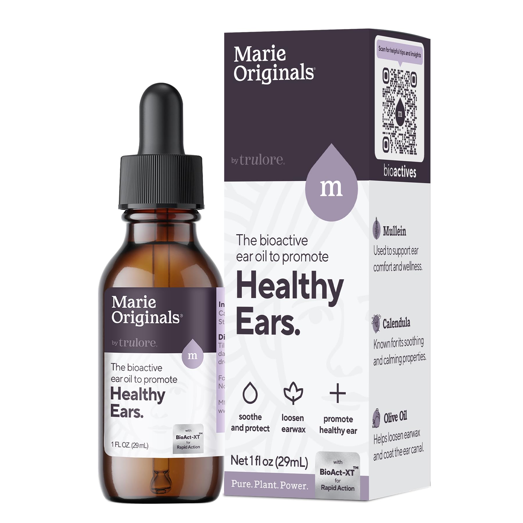 Marie Originals Natural Ear Oil Drops | Mullein Garlic Oil Ear Drops for Infection Prevention, Herbal Ear Ache Drops for Adults, Kids & Pets, Soothes Ear Pain & Wax Removal, Earache Remedies (1 Pack)
