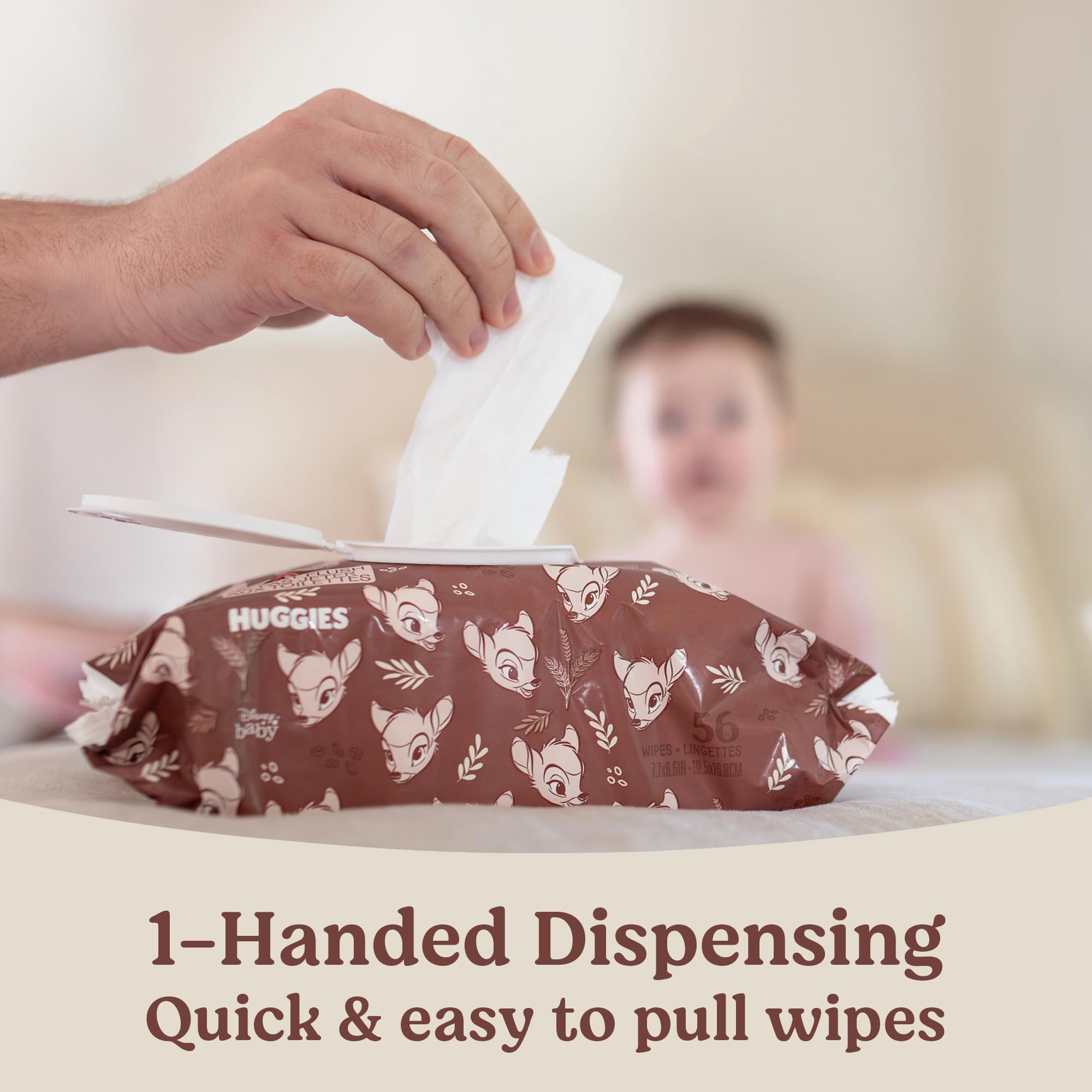 Huggies Calm Baby Wipes, Unscented, Hypoallergenic, 10 Push Button Packs (560 Wipes Total)