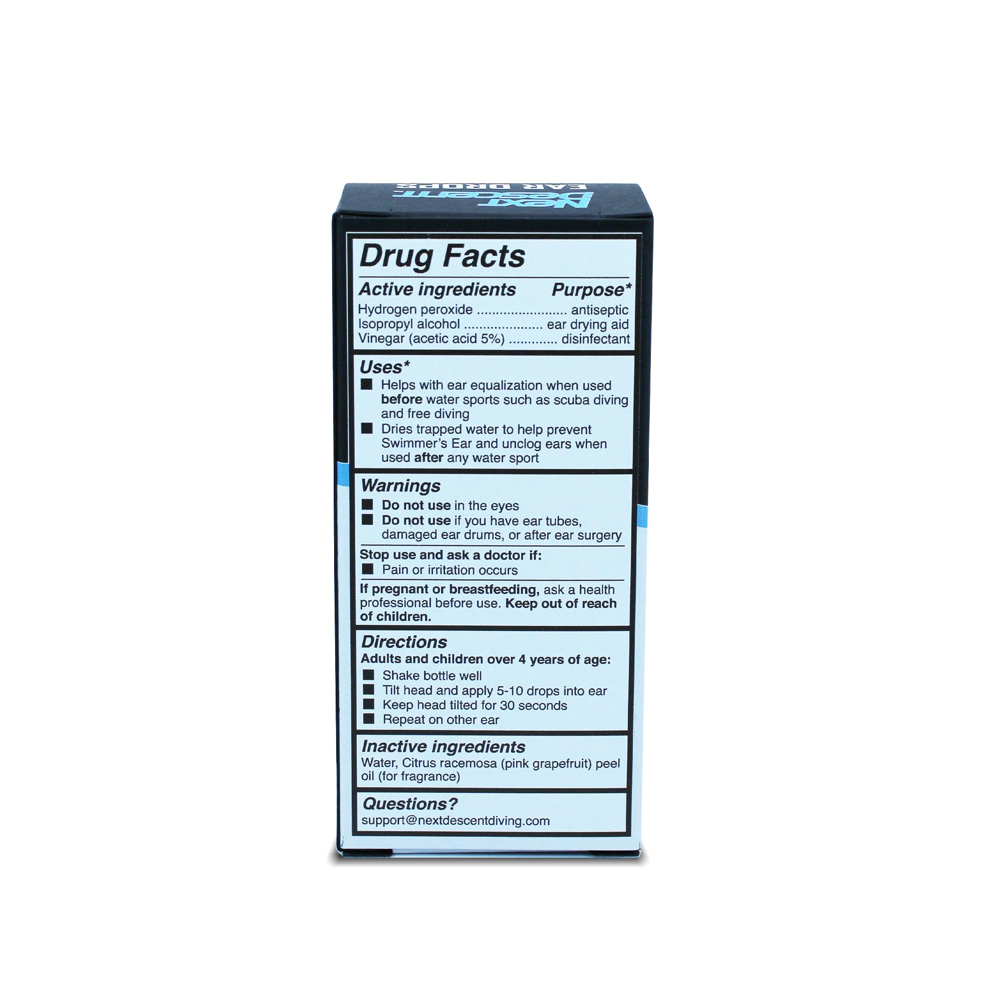 Swimmers Ear Drops for Pool & Ocean Swimming | Next Descent Prevention Drops for Waters Sports, Swimming, Diving and Snorkeling