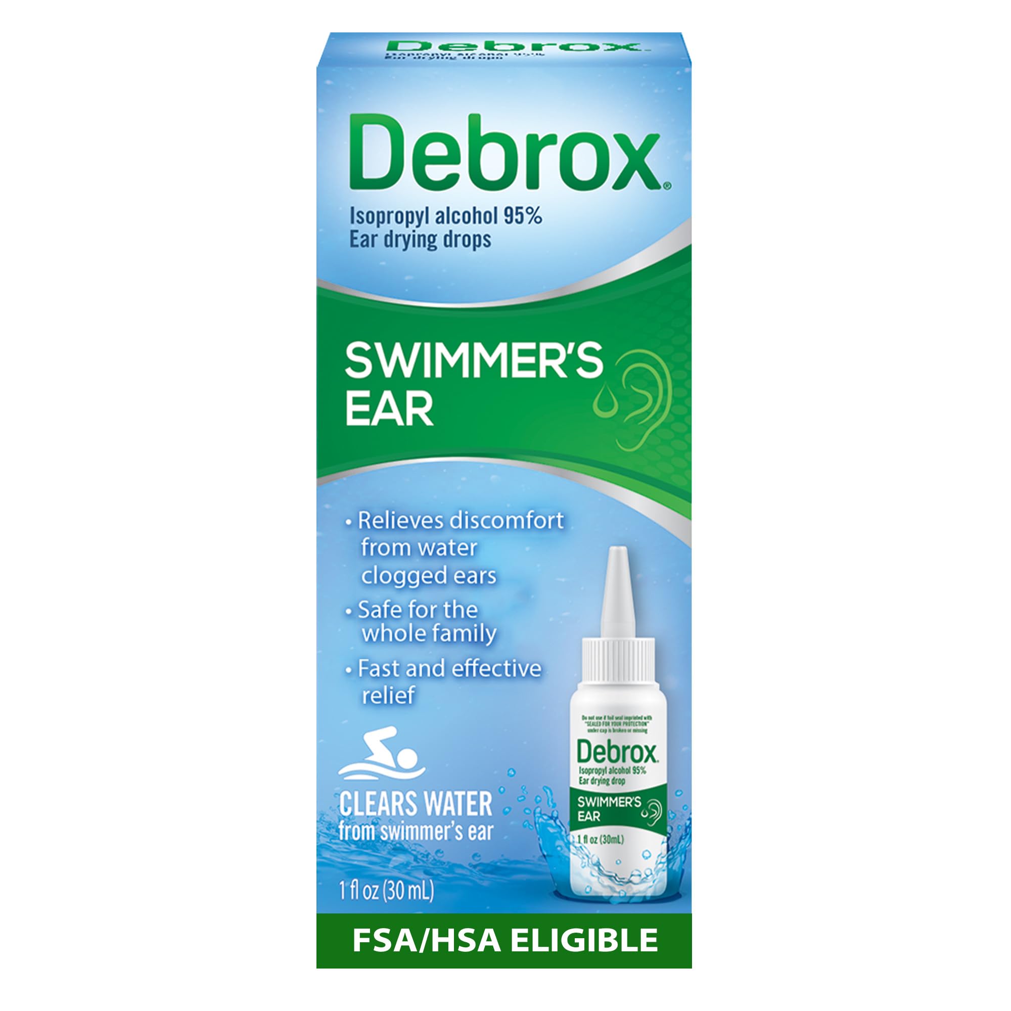 Debrox Swimmer’s Ear Drops with Isopropyl Alcohol, Ear Drying Drops for Adults and Kids, 1 Fl Oz