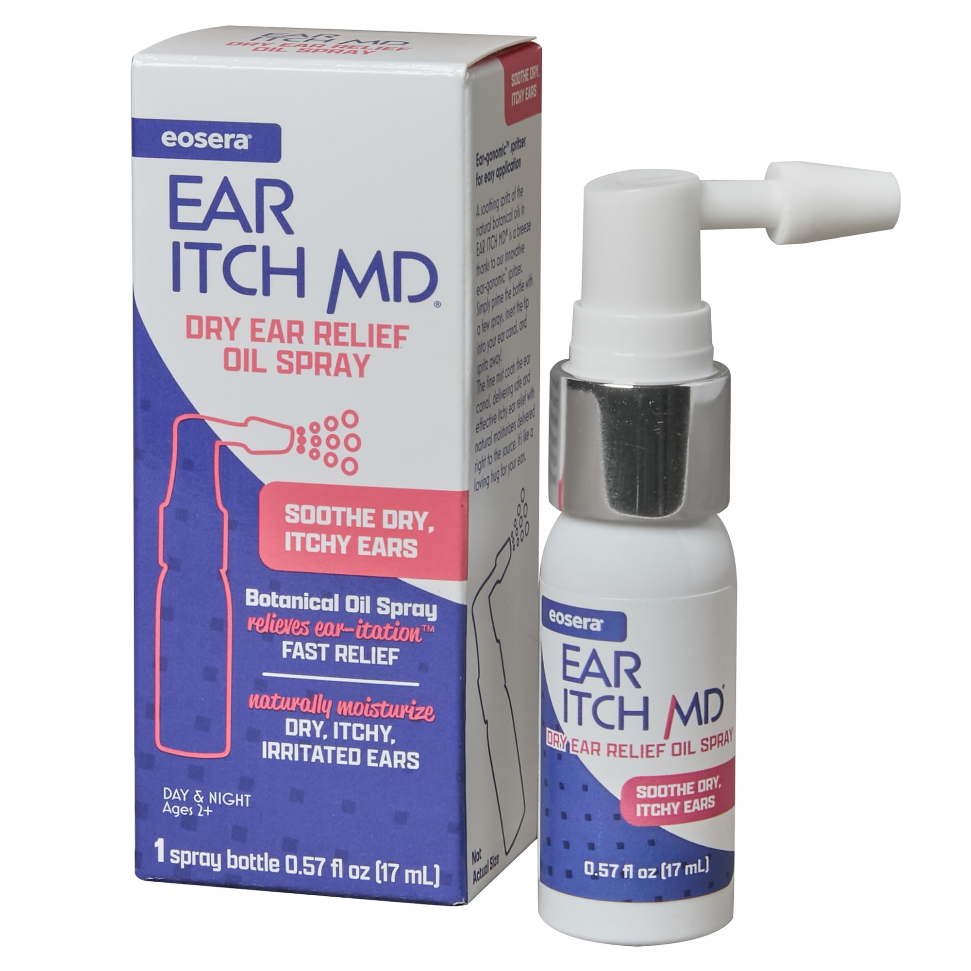 eosera® Ear Itch MD® – Fast-Acting Ear Drop Spray – Soothing Formula that Naturally Moisturizes the Ear Canal while Calming Dry Skin – Works for Allergies, Eczema, Dermatitis, Psoriasis & Hearing Aids