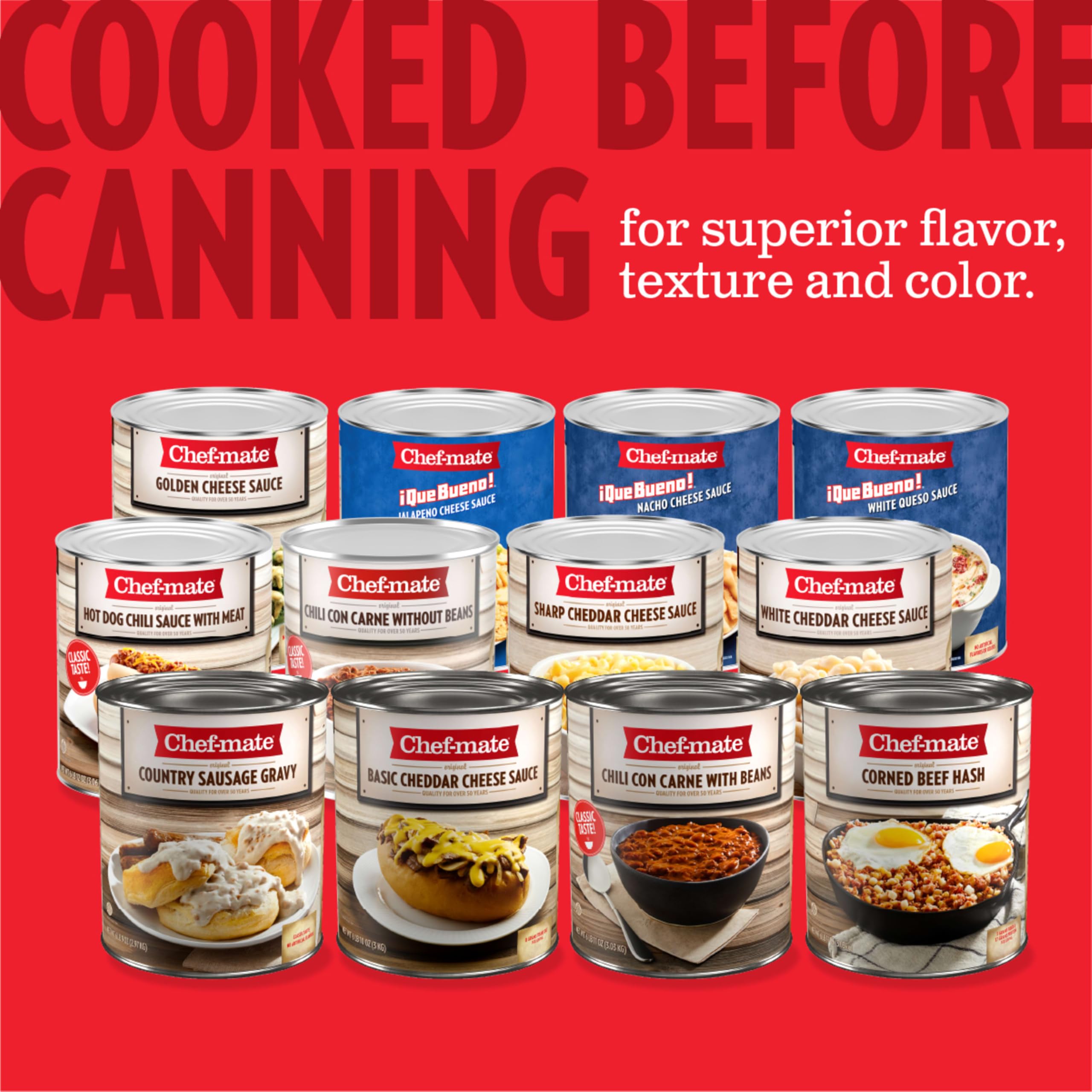 Chef-mate Que Bueno Spicy Nacho Cheese Sauce, Jalapeno Queso, Canned Food, (#10 Can Bulk)