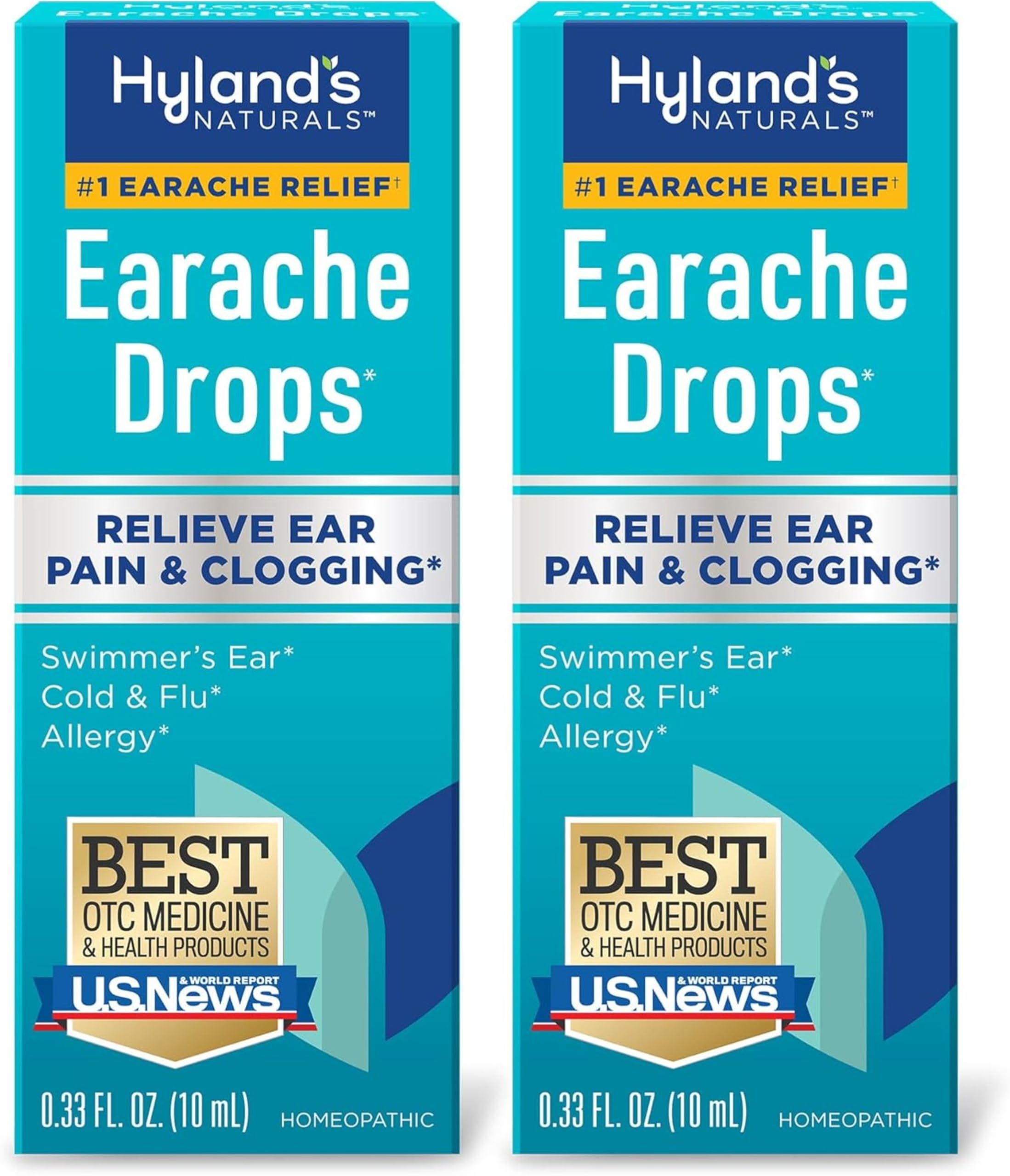 Hyland's Earache Drops, Natural Relief of Swimmer's Ear, Cold and Flu, Allergy Symptoms, Ages 4 and up: (2 Pack)