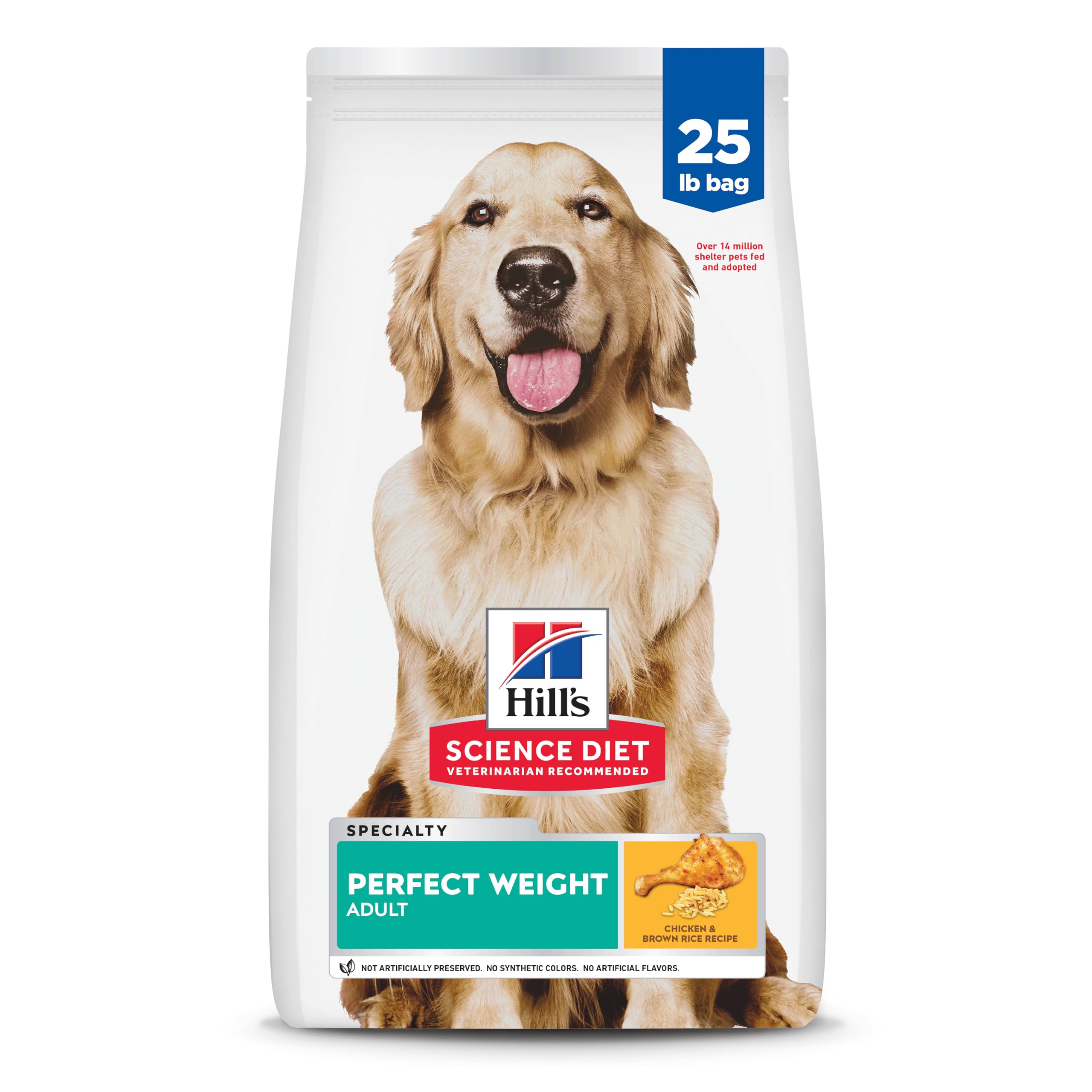 Hill's Science Diet Adult 1-6 Perfect Weight Dry Dog Food, Chicken & Brown Rice, 25 lb. Bag