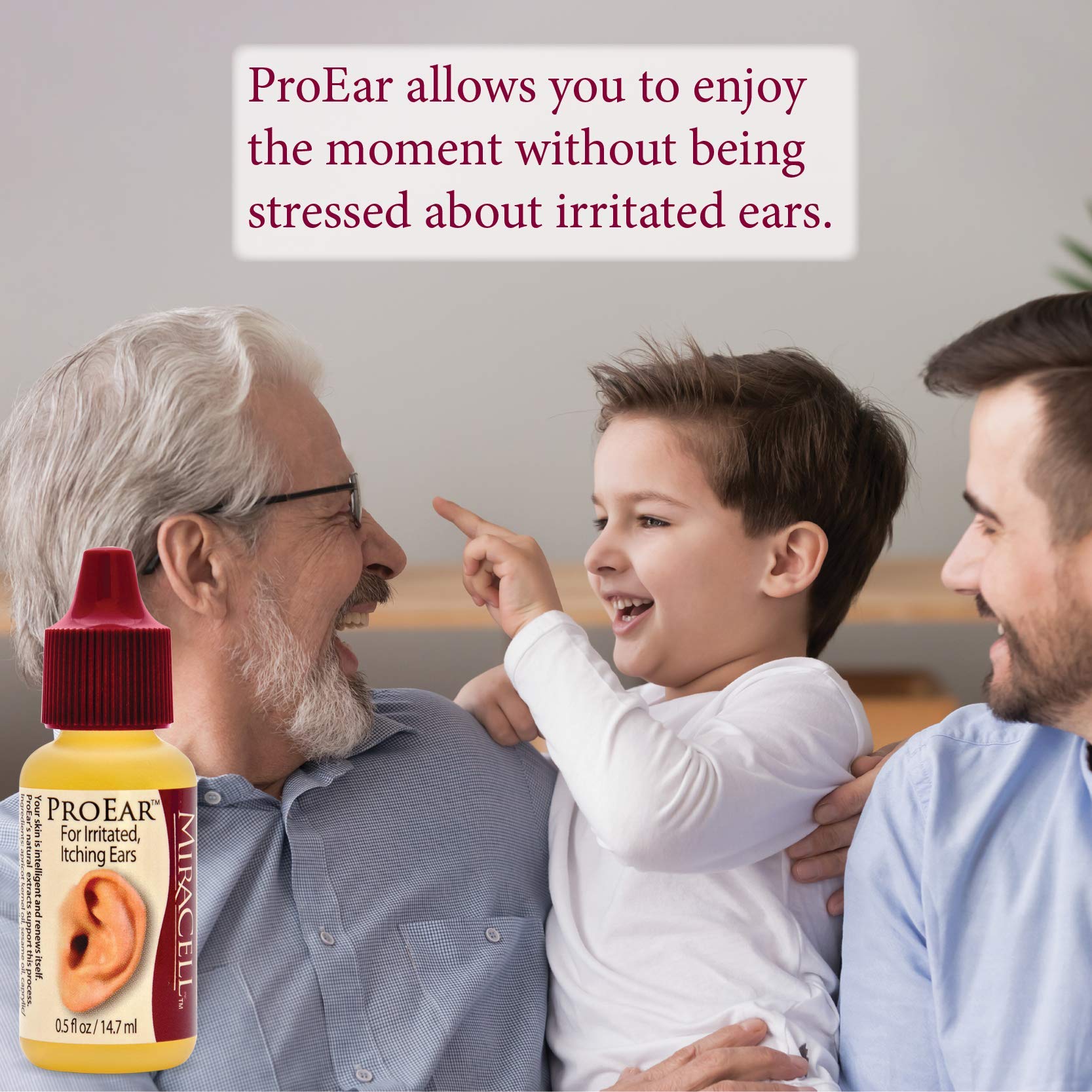 Miracell ProEar, Ear Drops for Itchy Ears, Ear Wax Softener, Clogged Ears, Dry Ears, for Adults Babies. 0.5oz
